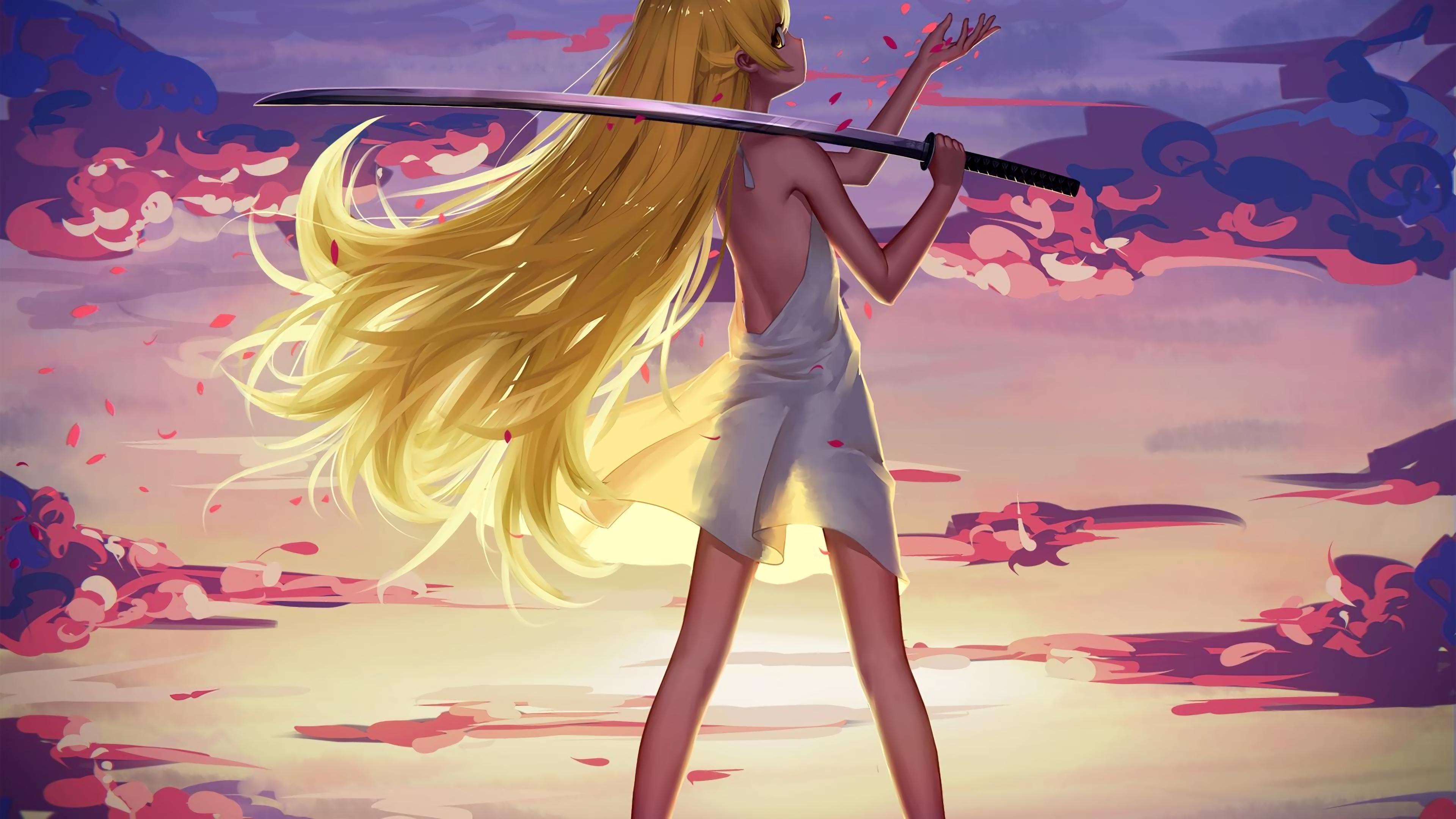 3840x2160 Long Hair Blonde Looking Back, HD Anime, 4k Wallpaper, Image, Background, Photo and Picture