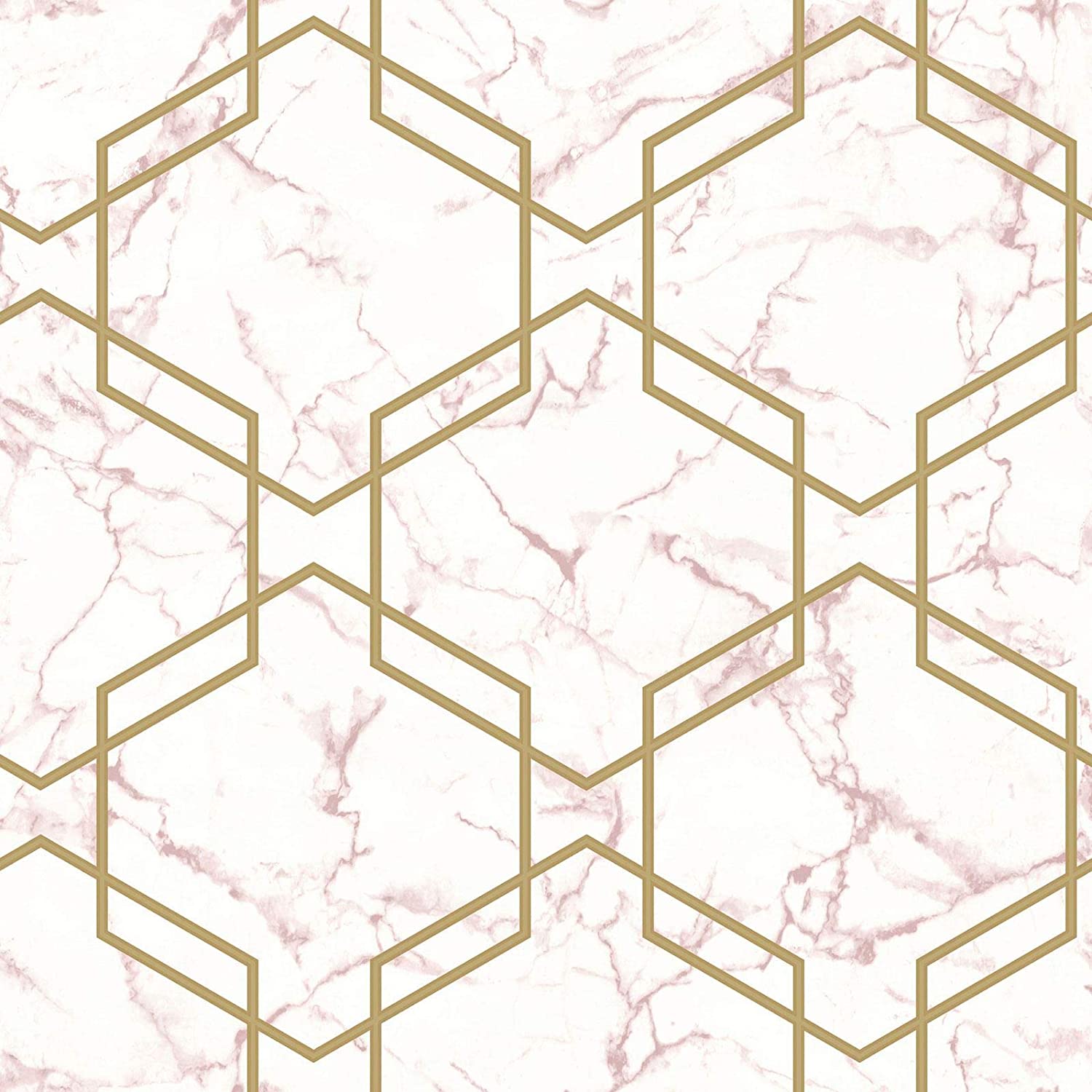 1500x1500 Marble Hexagon Geo Wallpaper Pink Gold Holden 90711