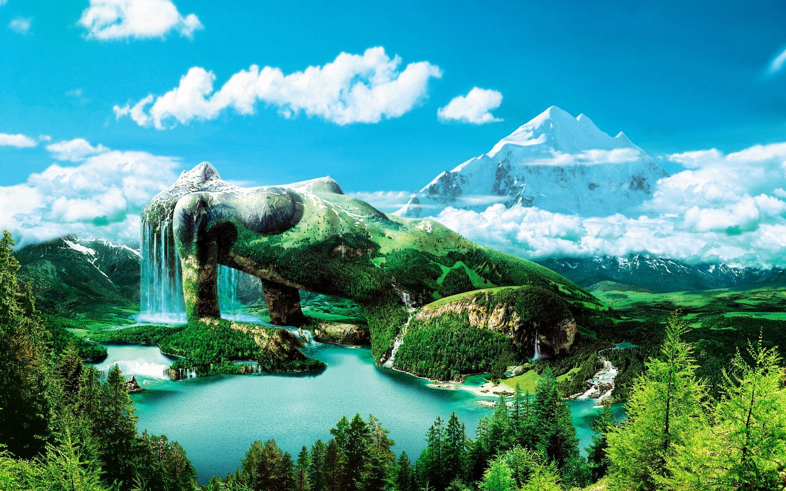 2560x1600 Woman Green World Wallpaper