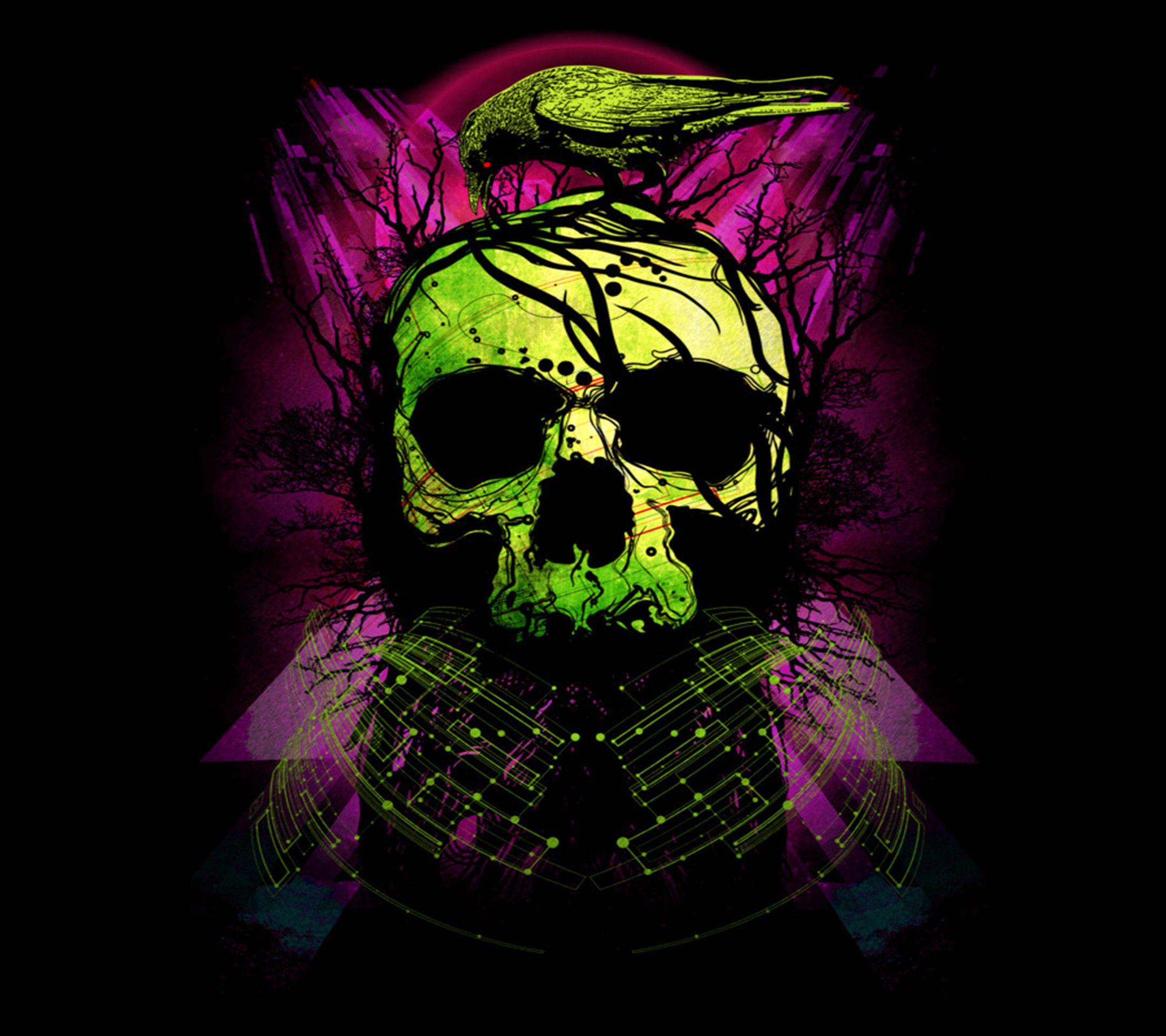 2160x1920 Crow and Skull Wallpaper