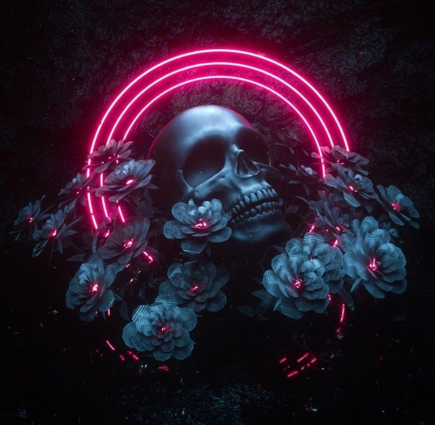 Neon Skull Wallpaper 4k
