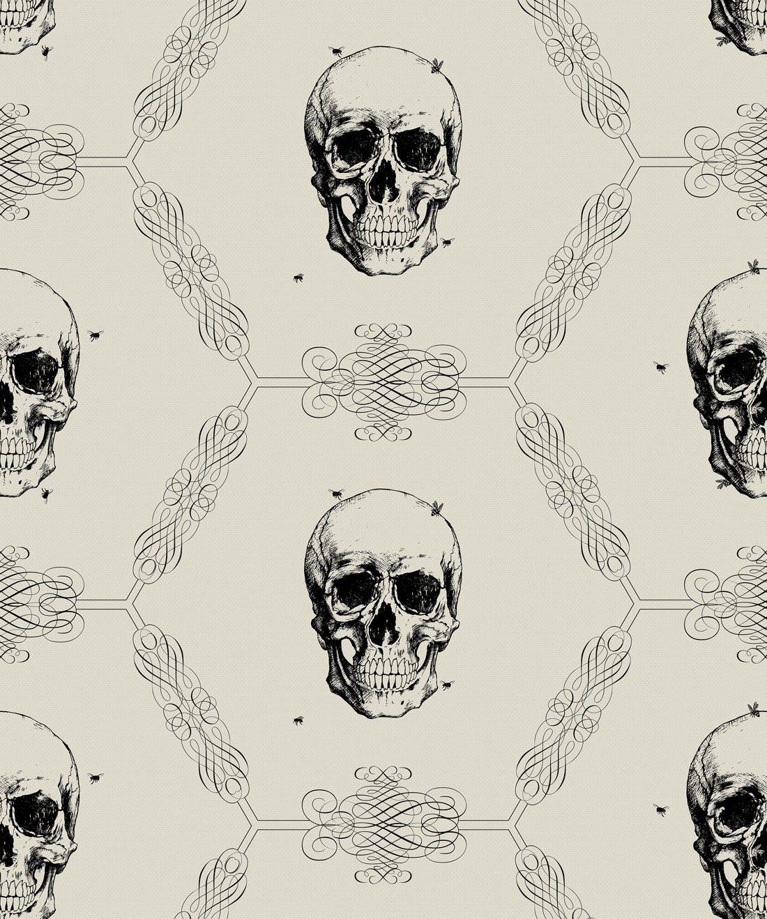 1100x1318 Skull & Bee Gothic Wallpaper, Kingdom Home
