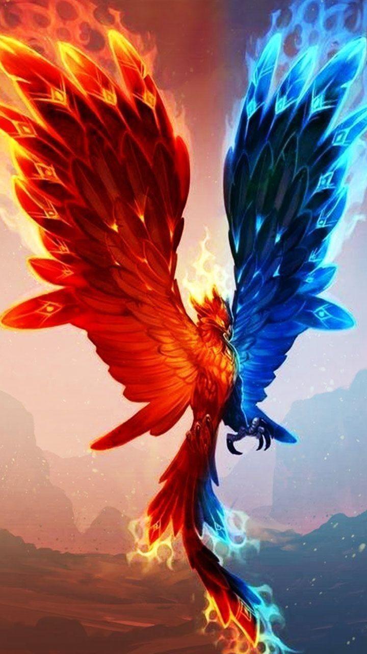 720x1280 Fire dragon wallpaper. Phoenix wallpaper, Mythical creatures art, Phoenix artwork