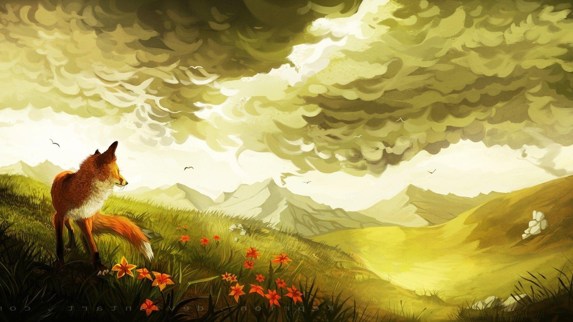 1920x1080 Fox art, Fox artwork, Red fox art