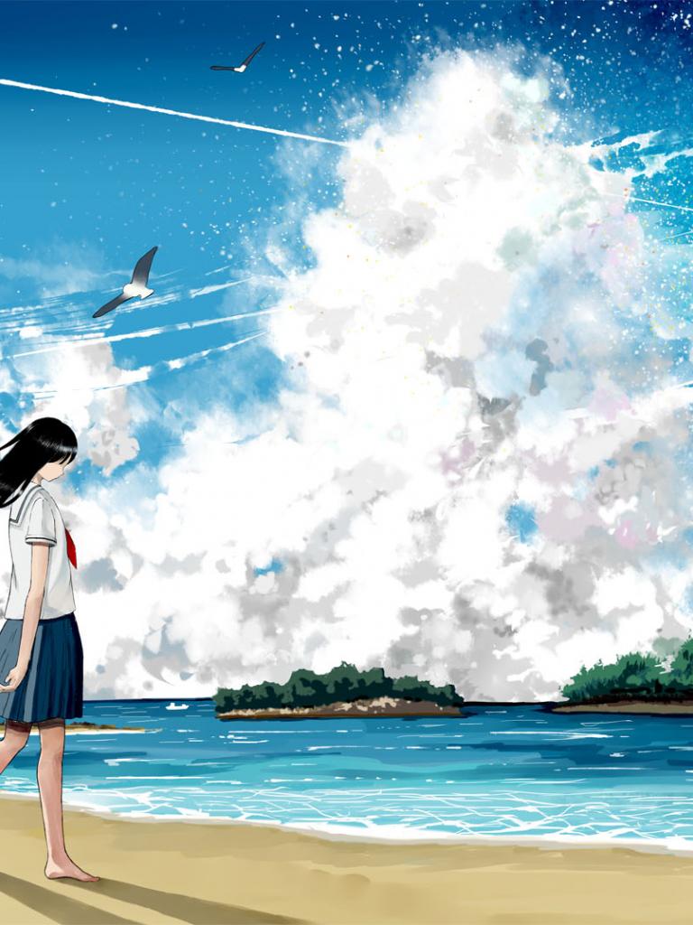 768x1024 Free download Girl At The Beach Wallpaper 1534x1074 ID43962 [1534x1074] for your Desktop, Mobile & Tablet. Explore Anime Beach Wallpaper. Anime Beach Wallpaper, Anime Background, Anime Background