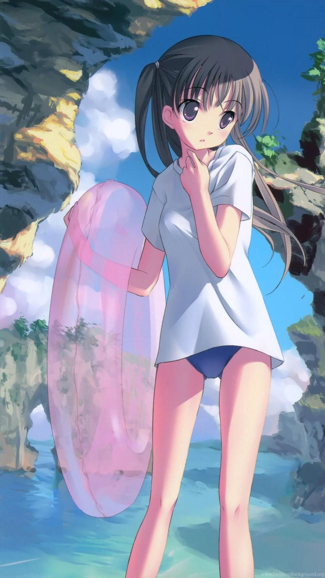 1080x1920 Anime Girl Beach iPhone 6 Plus Wallpaper Desktop Background