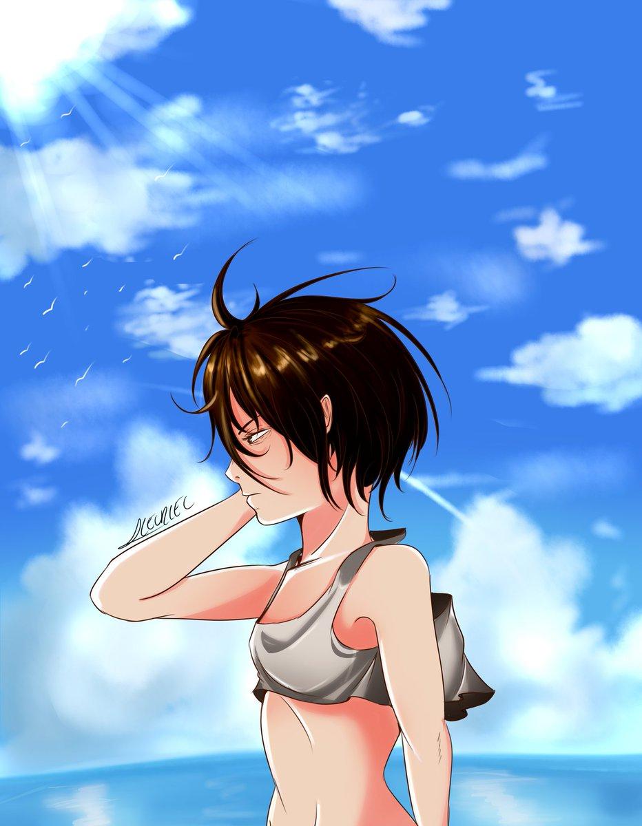 932x1200 Alejandro Uriel girl 18 #anime #animestyle #animegirl # beach #background #drawing #conceptart