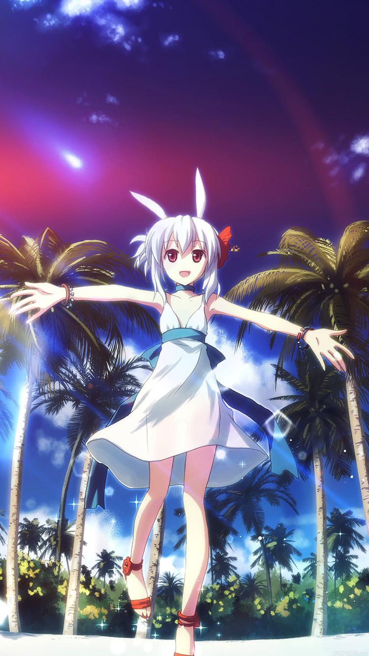 750x1334 iPhone X wallpaper. girl beach anime dress flare illust art
