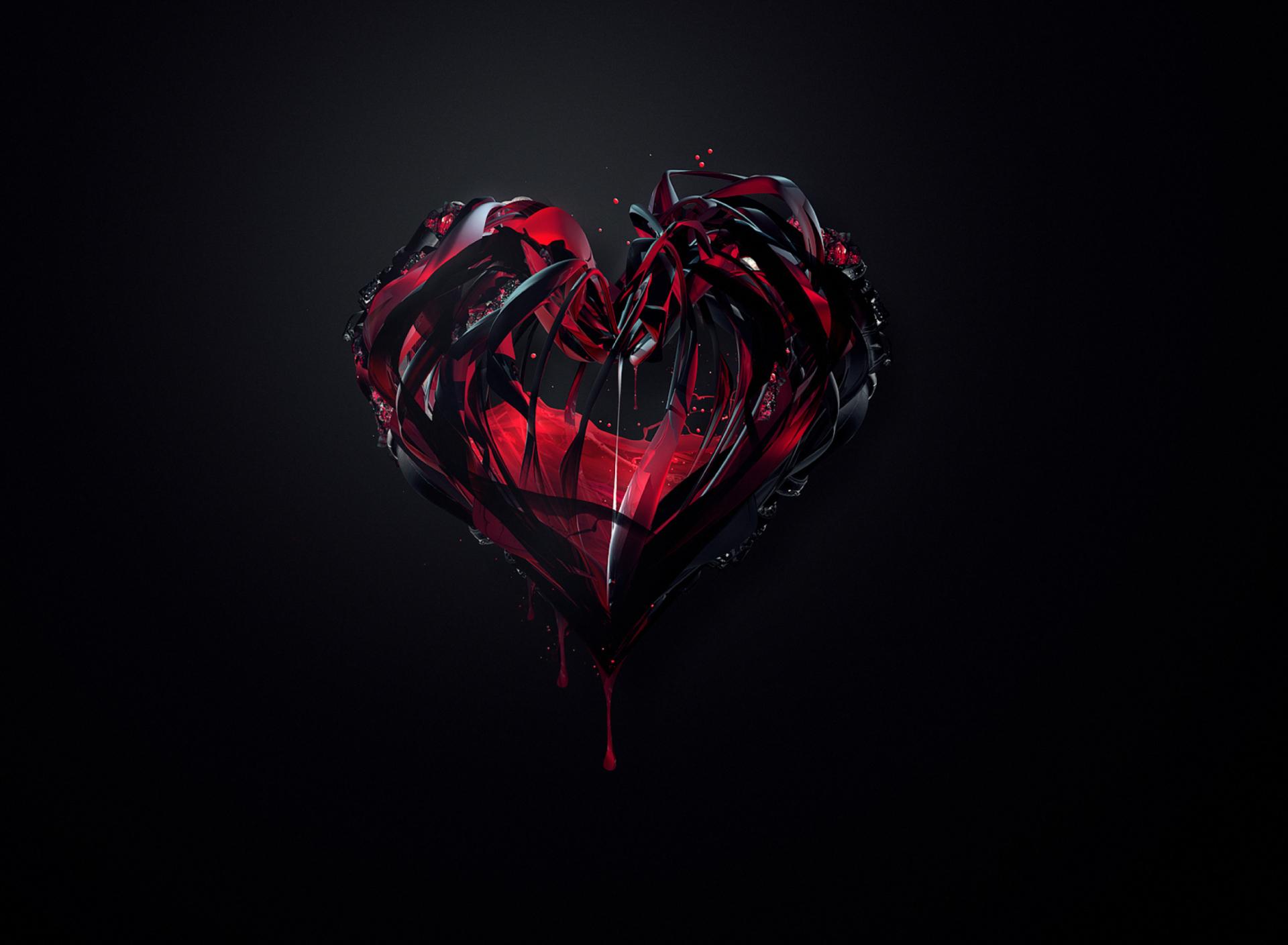 1920x1408 Black 3D Heart Wallpaper for Huawei P8