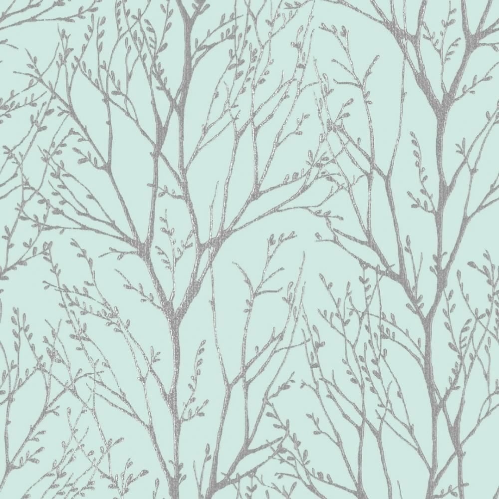 1000x1000 Shimmer Tree wallpaper in teal & silver. I Love Wallpaper