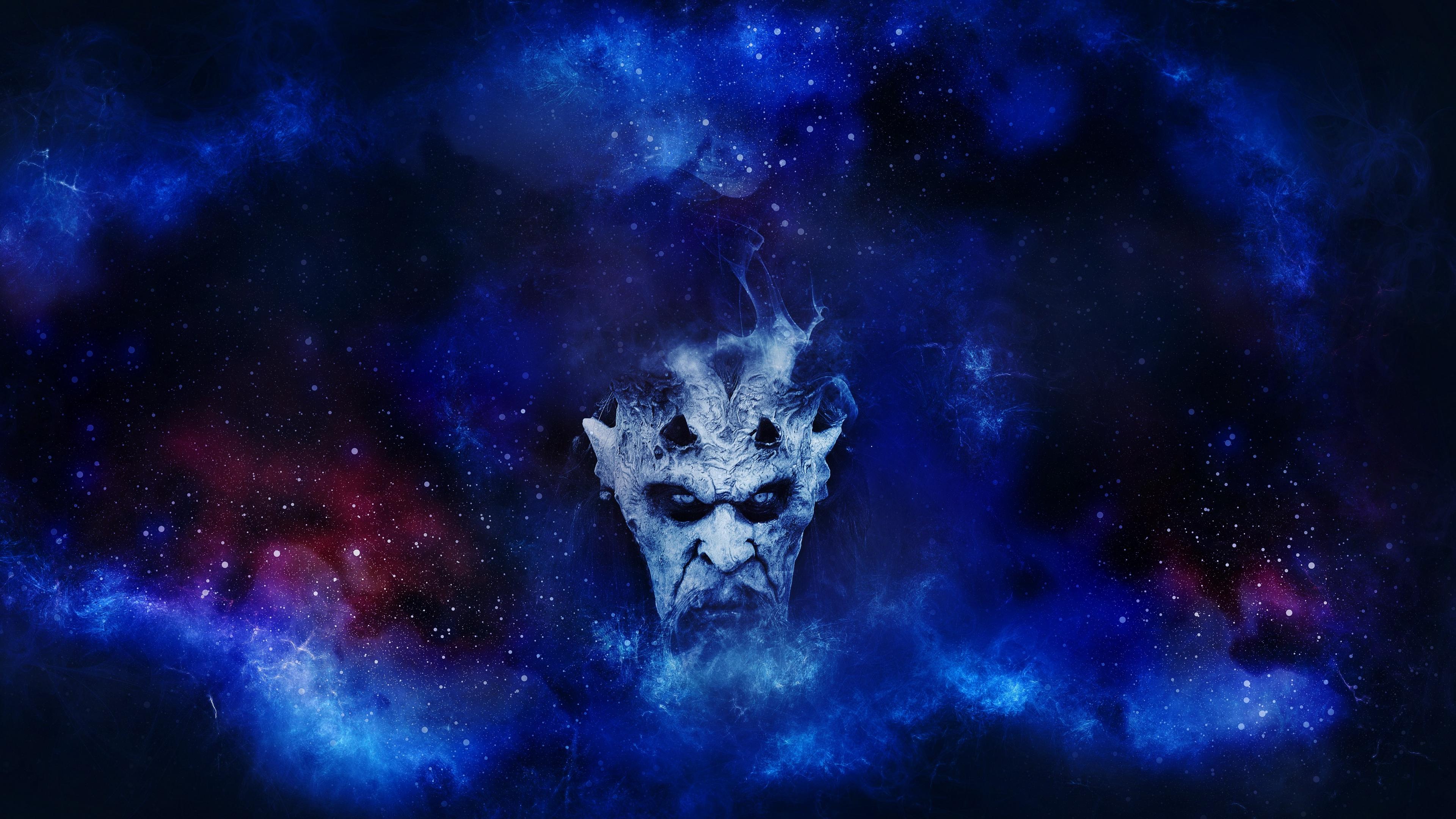 3840x2160 Wallpaper 4k demon, devil, art, starry sky, gloomy 4k art, Demon, Devil