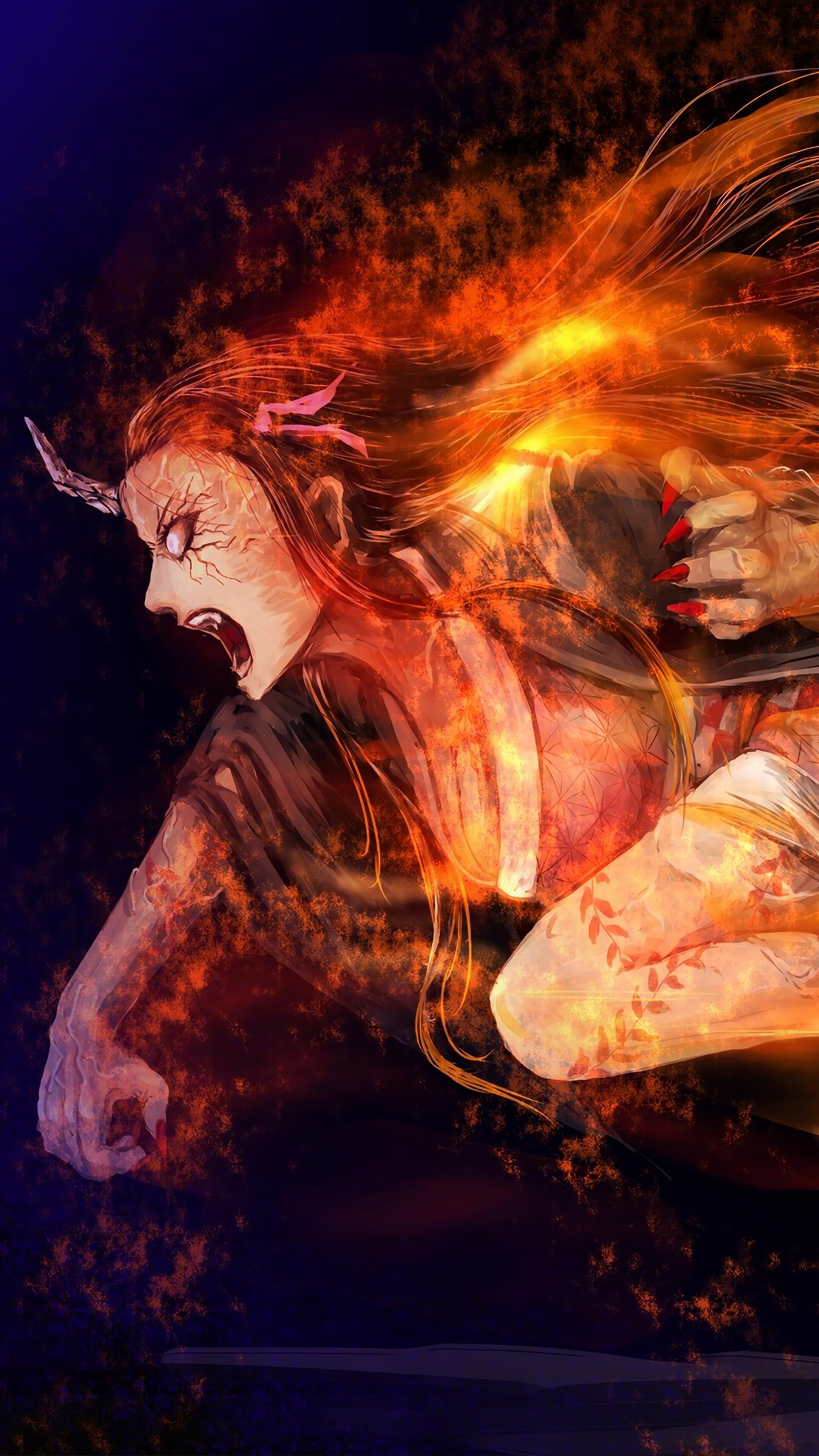 2160x3840 Nezuko, Blood Demon Art, Kimetsu no Yaiba, 4K phone HD Wallpaper, Image, Background, Photo and Picture. Mocah HD Wallpaper