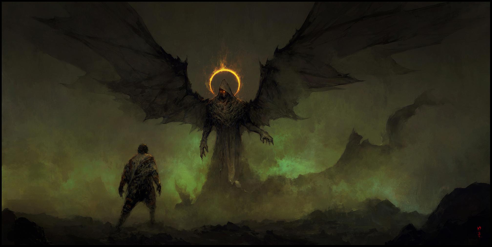 2015x1015 angel, devil, artist, artwork, digital art, hd,. Mocah HD Wallpaper