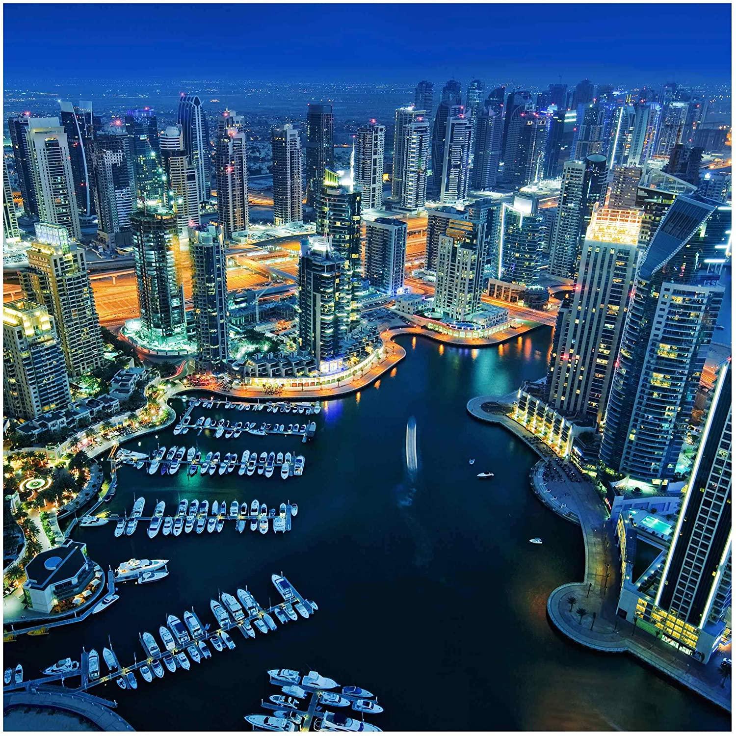 1500x1500 Non Woven Wallpaper Nocturnal Dubai Marina Square, 75.6 X 75.6 Inches