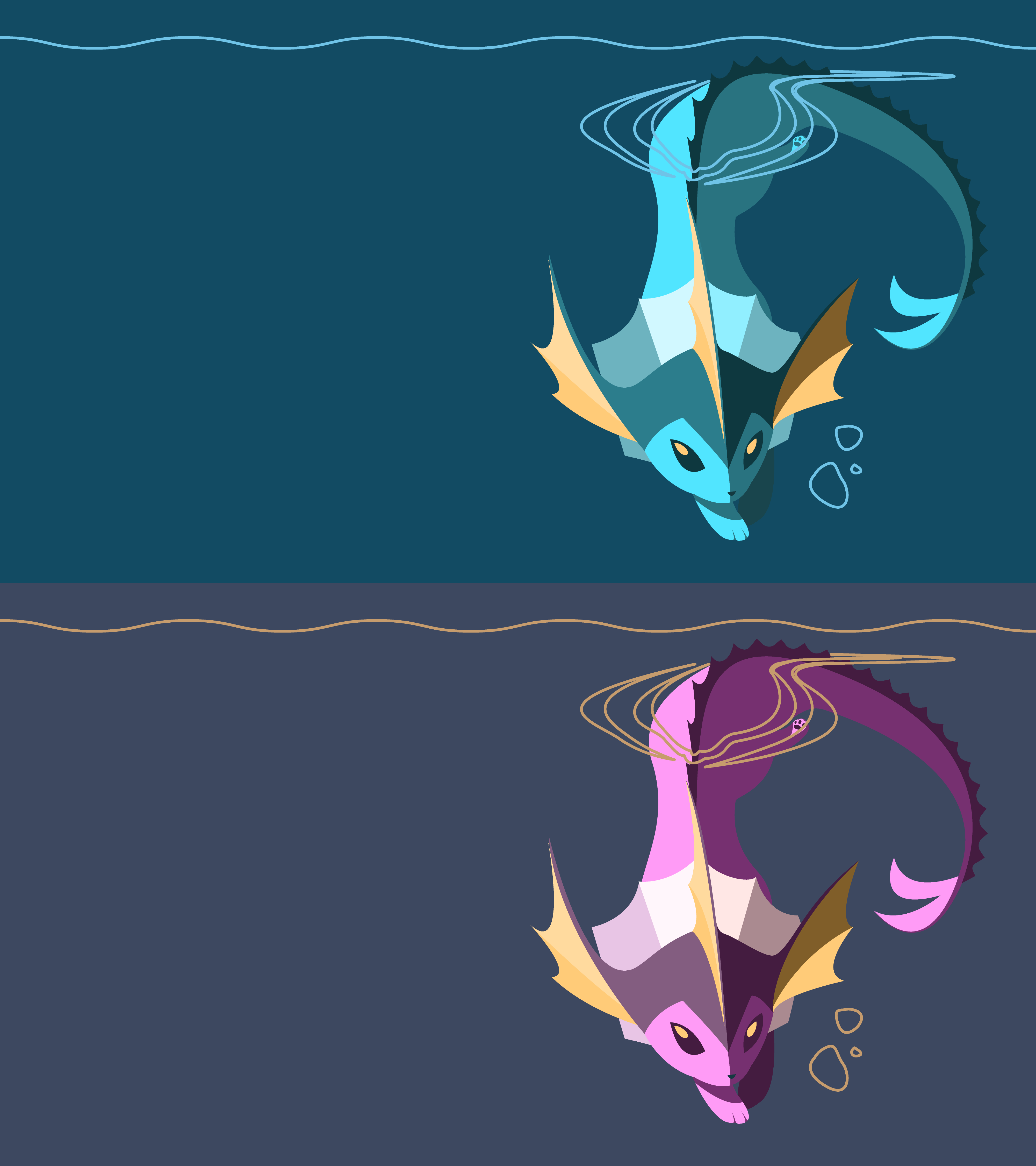 4000x4500 OC I made a Vaporeon wallpaper (+ shiny version): pokemon
