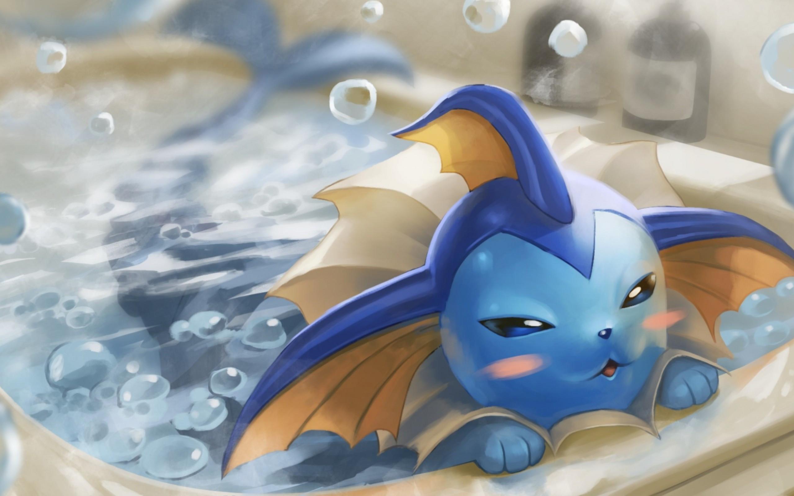 2560x1600 Download 2560x1600 Vaporeon, Pokemon, Cute, Water, Bathtub Wallpaper for MacBook Pro 13 inch