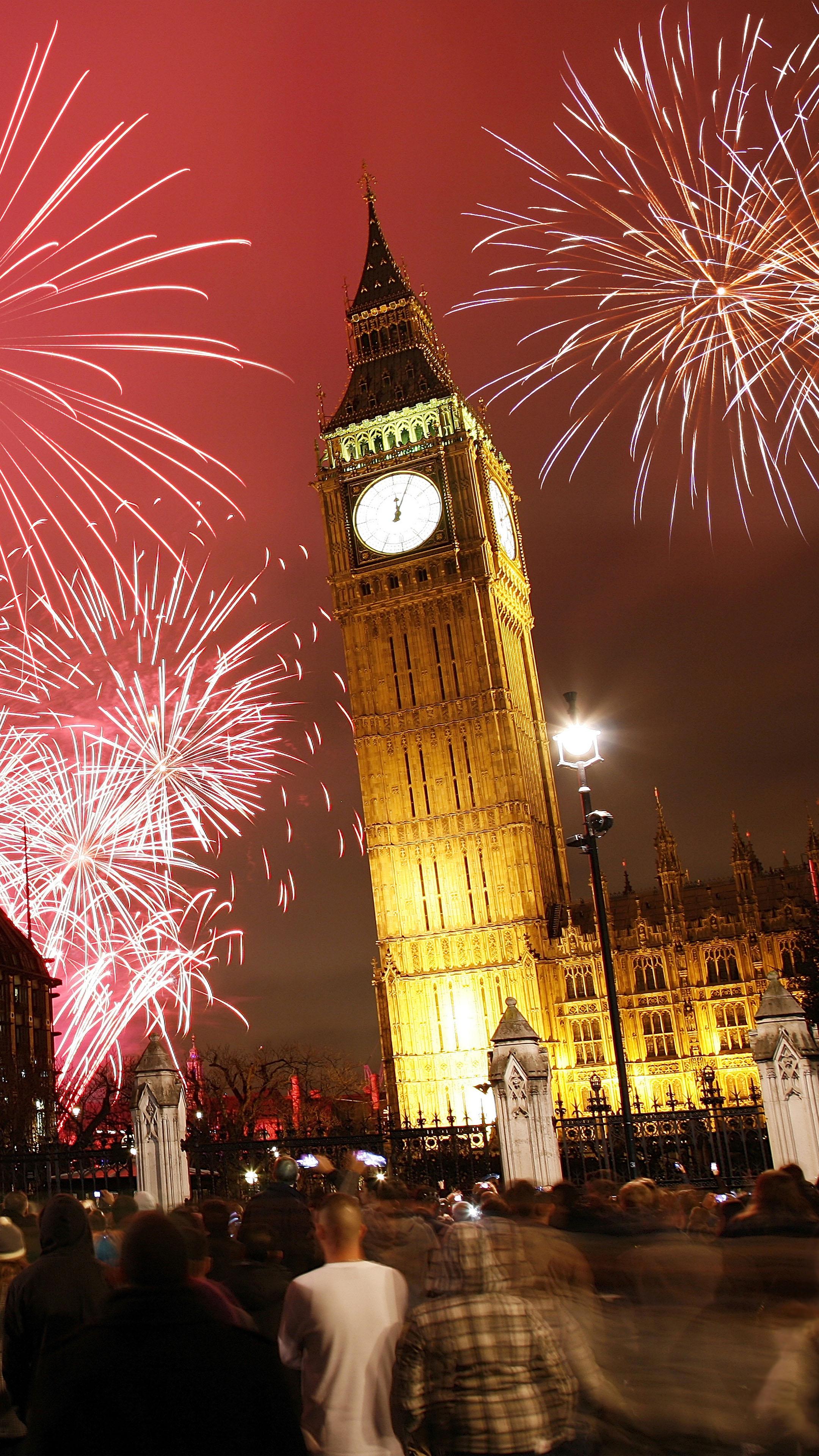 2160x3840 Big Ben London Fireworks 4K Ultra HD Mobile Wallpaper