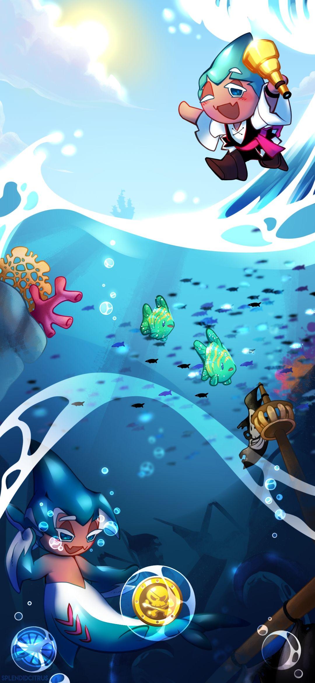 1080x2340 Cookie Run Sorbet Shark Cookie Wallpaper