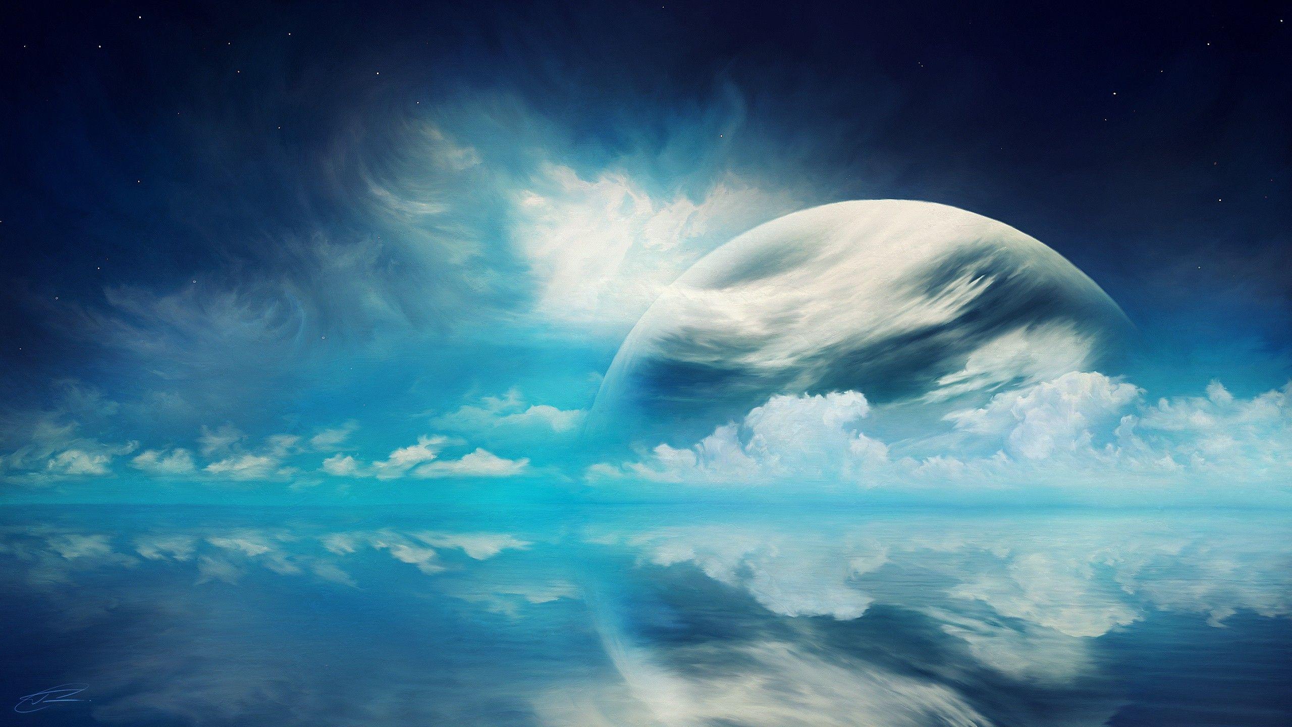 2560x1440 Download the Cloudy Ocean Planet Wallpaper, Cloudy Ocean Planet