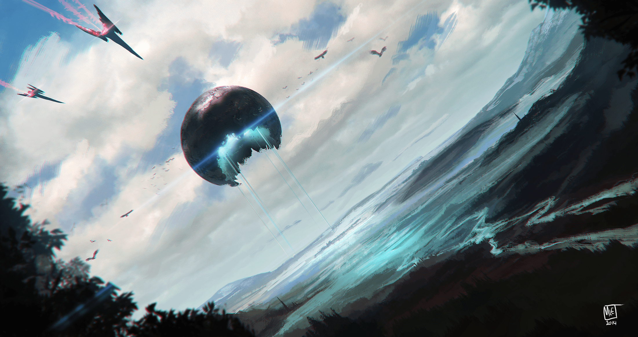 2202x1165 Dark Planet Concept Art HD Wallpaper