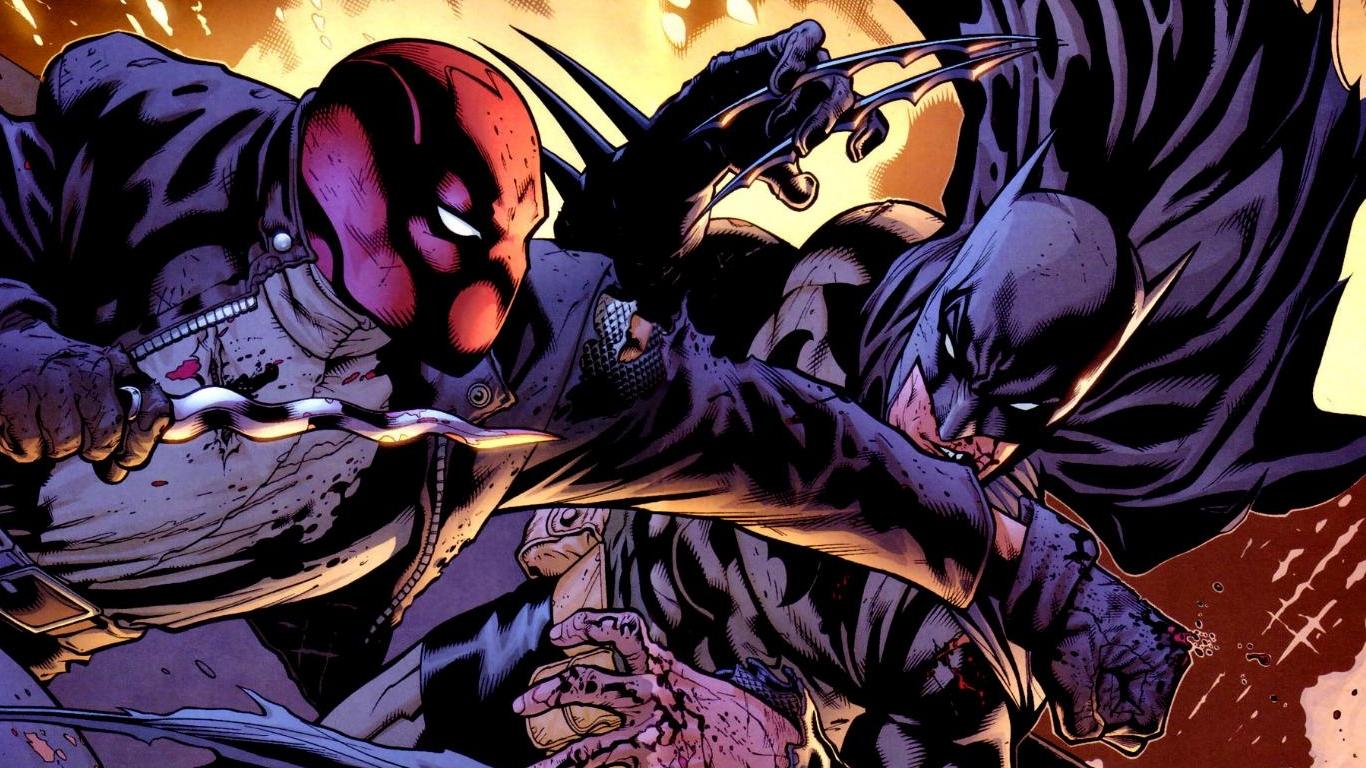 1366x768 Batman vs Red Hood Wallpaper