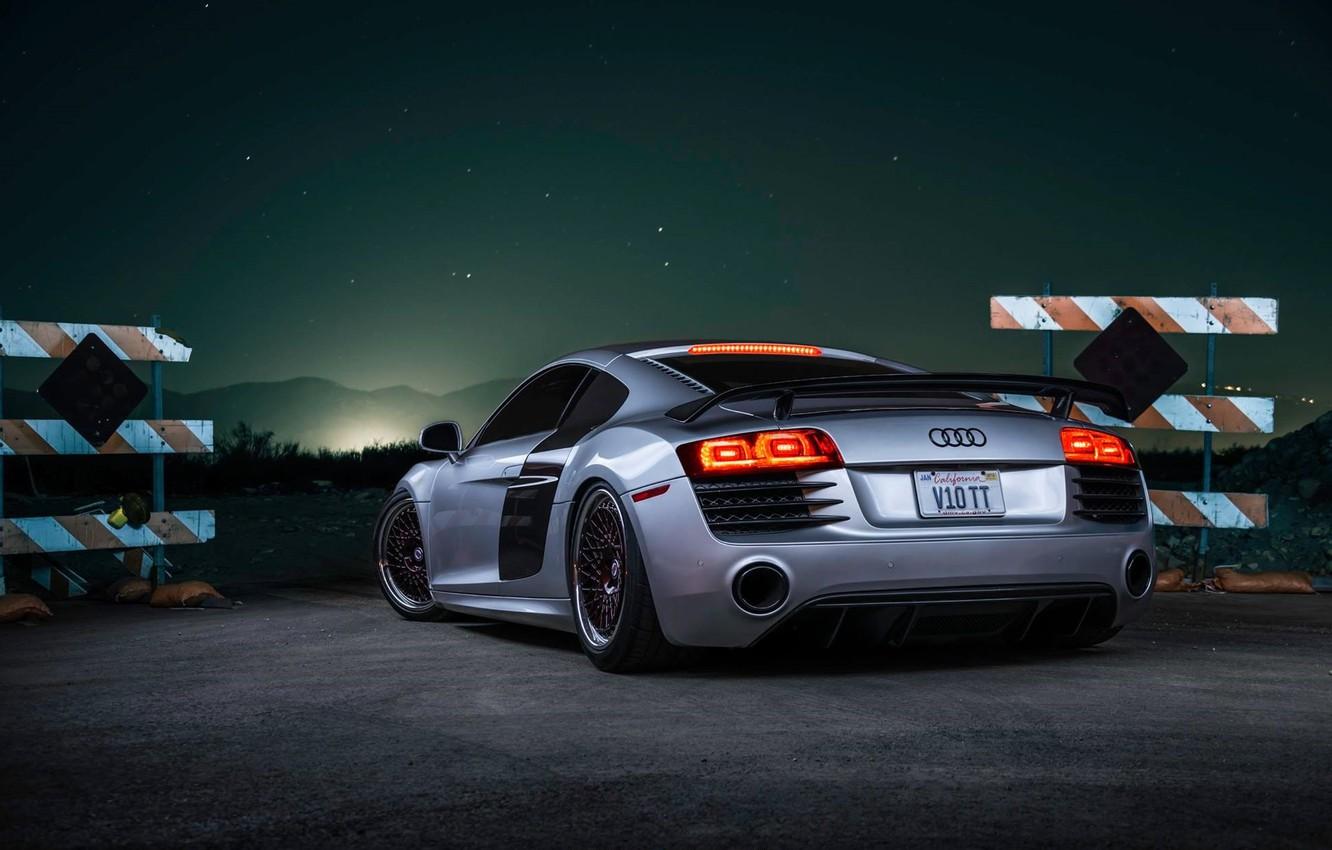 1332x850 Wallpaper Audi, Sky, Stars, V Custom, Silver, Sportcar, Spoiler, Rear image for desktop, section audi