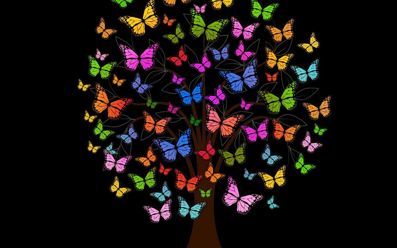 1280x800 Download wallpaper 1280x800 butterfly, tree, patterns, colorful widescreen 16:10 HD background