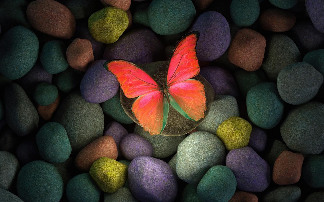 1280x800 Download 1280x800 wallpaper butterfly on rocks, colorful rocks, art, full hd, hdtv, fhd, 1080p, widescreen, 1280x800 HD image, background, 26387