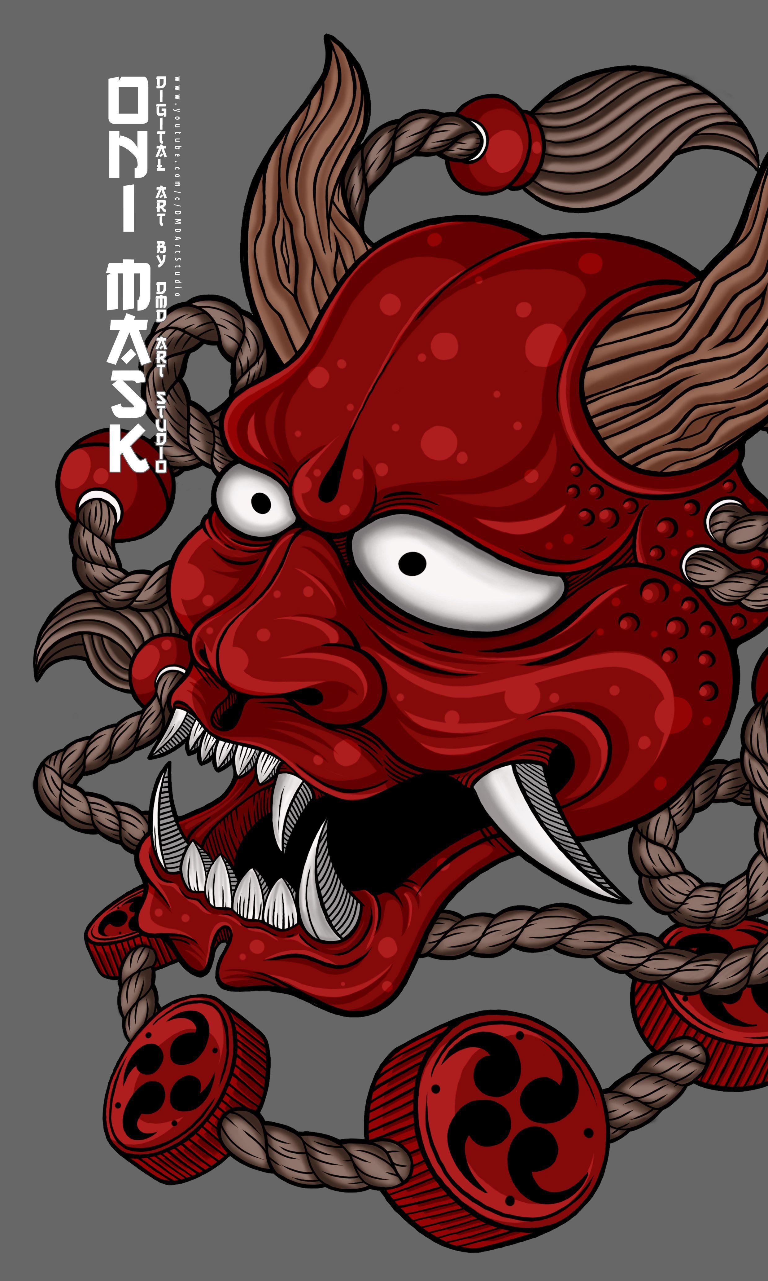 2480x4134 Oni Mask Speed Painting. Oni mask, Mask drawing, Character design