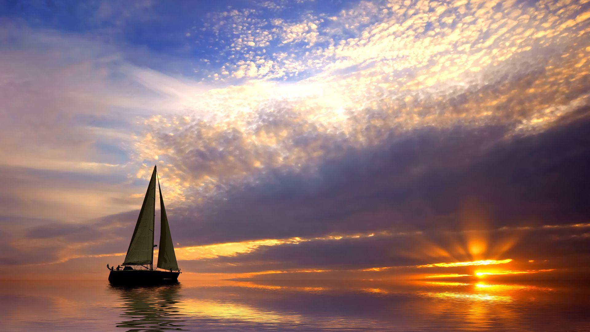 1920x1080 Sailing Sunset Wallpaper, HD Sailing Sunset Background on WallpaperBat