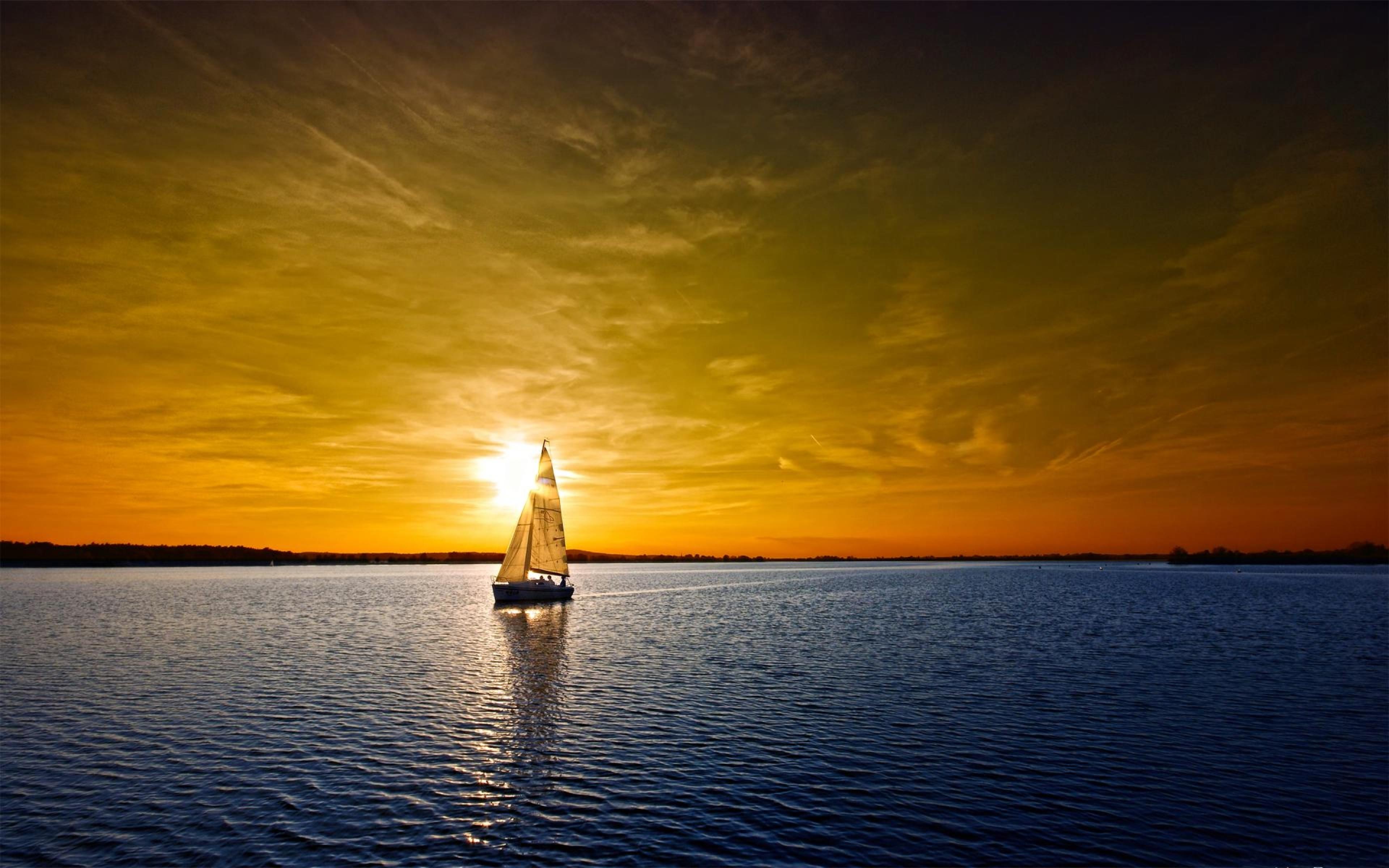 3840x2400 Sailing Boat Sunset Landscape 4k HD 4k Wallpaper, Image, Background, Photo and Picture