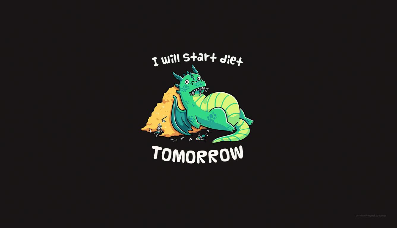 1336x768 I Will Start Diet Tomorrow Funny Dragon 4k Laptop HD HD 4k Wallpaper, Image, Background, Photo and Picture