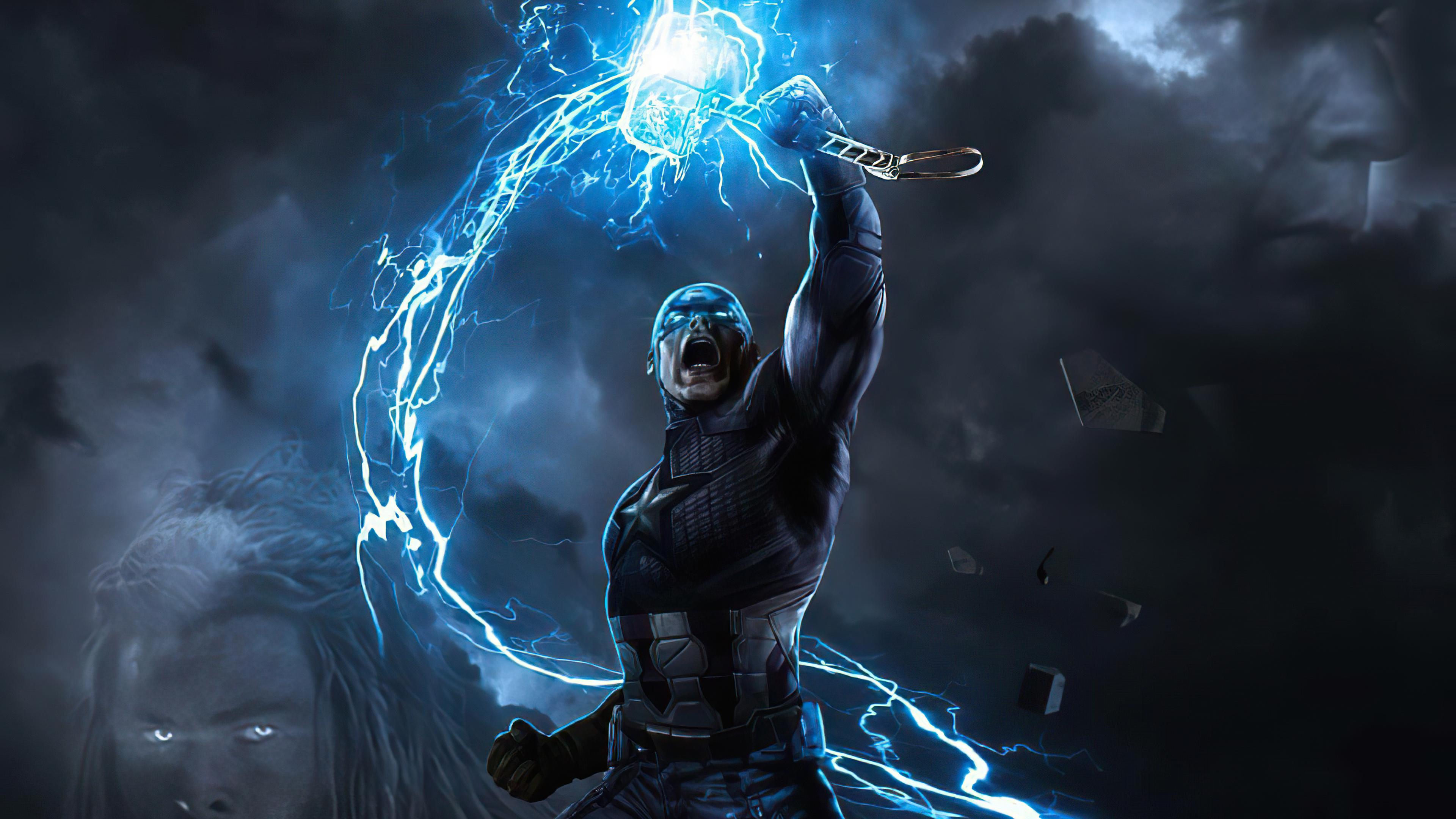 3840x2160 Captain America Mjolnir New Art 4k, HD Superheroes, 4k Wallpaper, Image, Background, Photo and Picture
