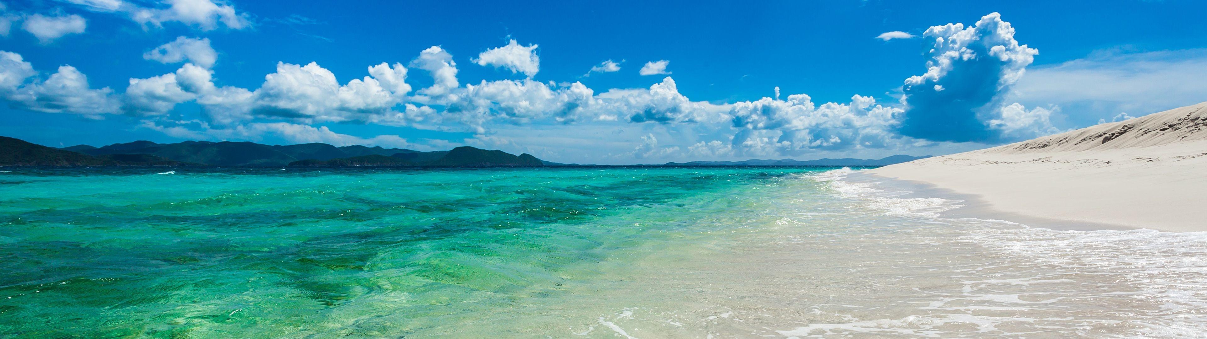 3840x1080 Panoramic Beach Wallpaper On Wallpaperplay Data Src Monitor Wallpaper Beach