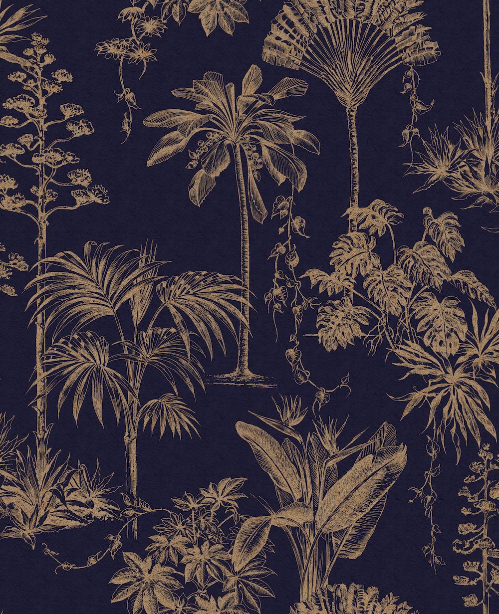 1000x1231 Palm Leaves In Navy Blue Palm Tree Print