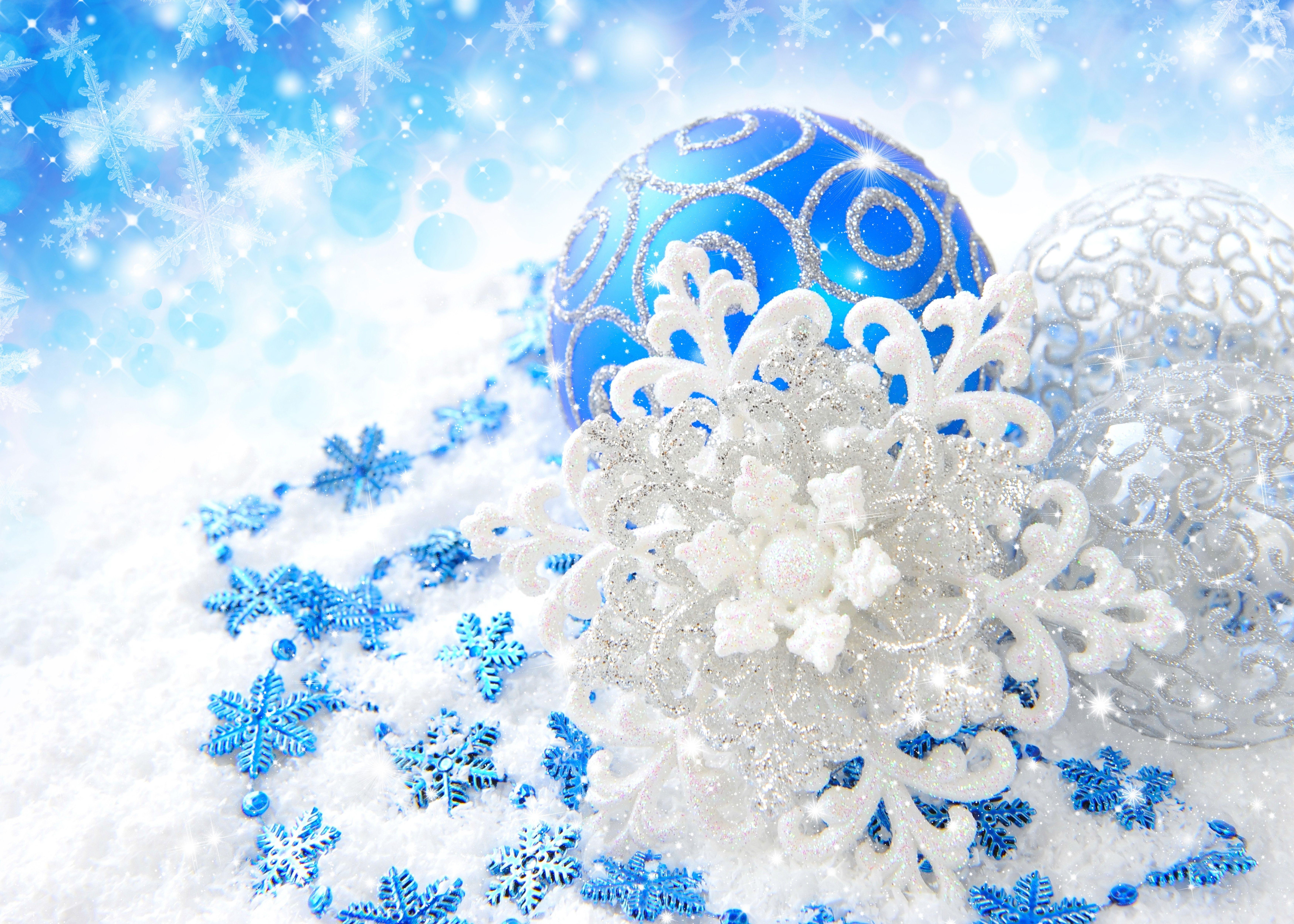 7000x5000 Picture Christmas Snowflakes Balls Holidays 7000x5000