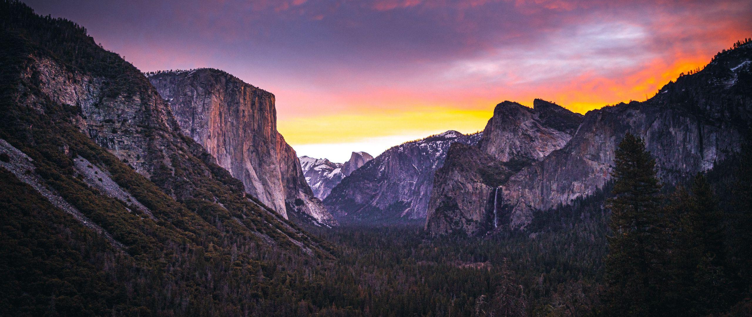 2560x1080 Download wallpaper 2560x1080 mountains, forest, dusk, nature dual wide 1080p HD background