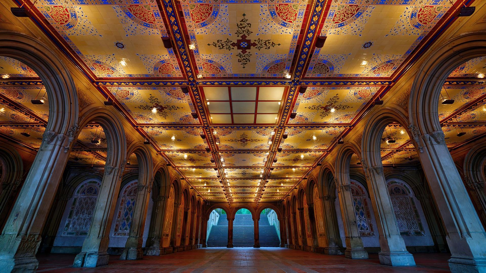 Bethesda Terrace in Central park New York City, New York. stock photo -  OFFSET