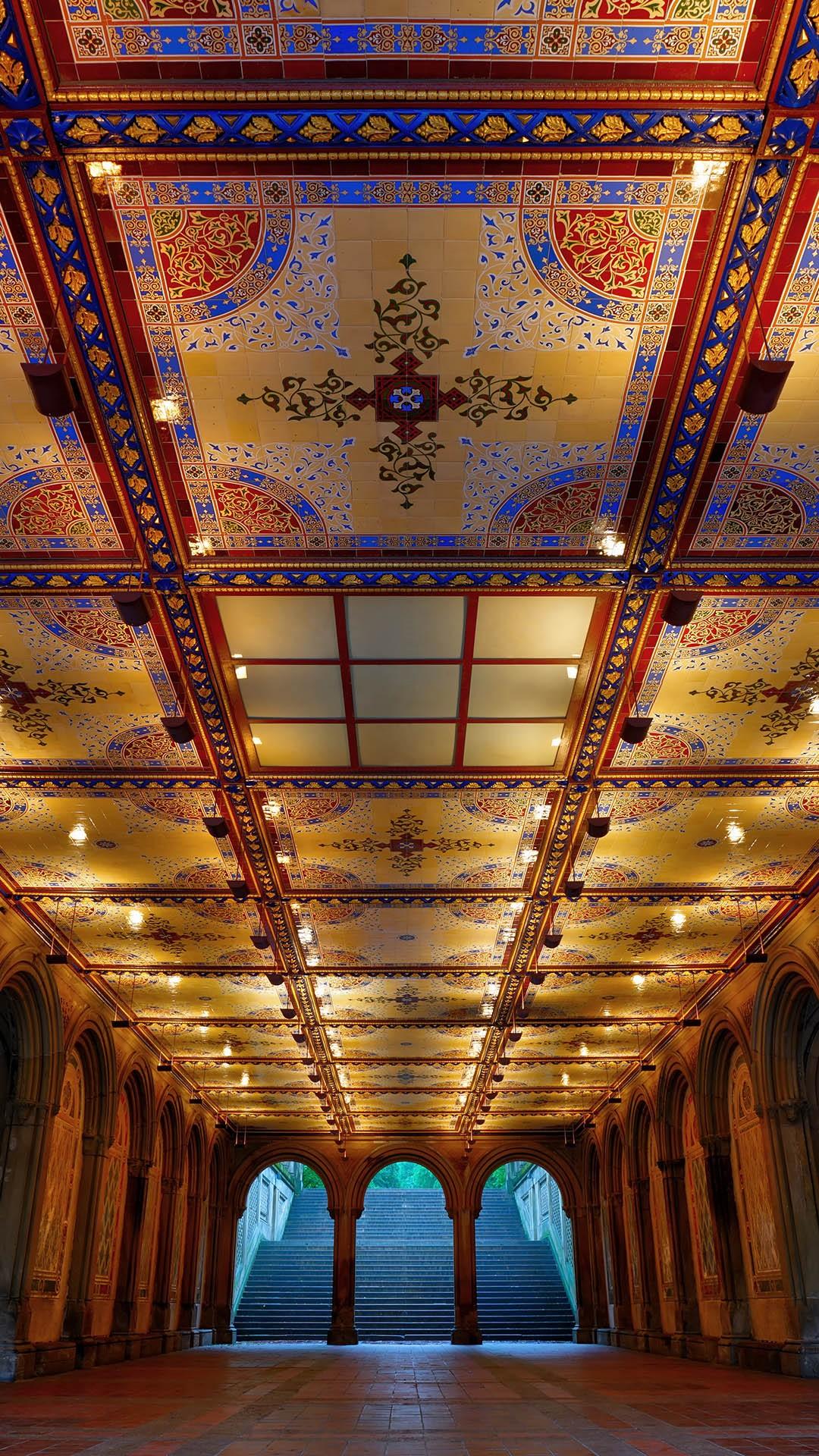 1080x1920 Bethesda Terrace Arcade walkway in Central Park, Manhattan, New York City, USA. Windows 10 Spotlight Image