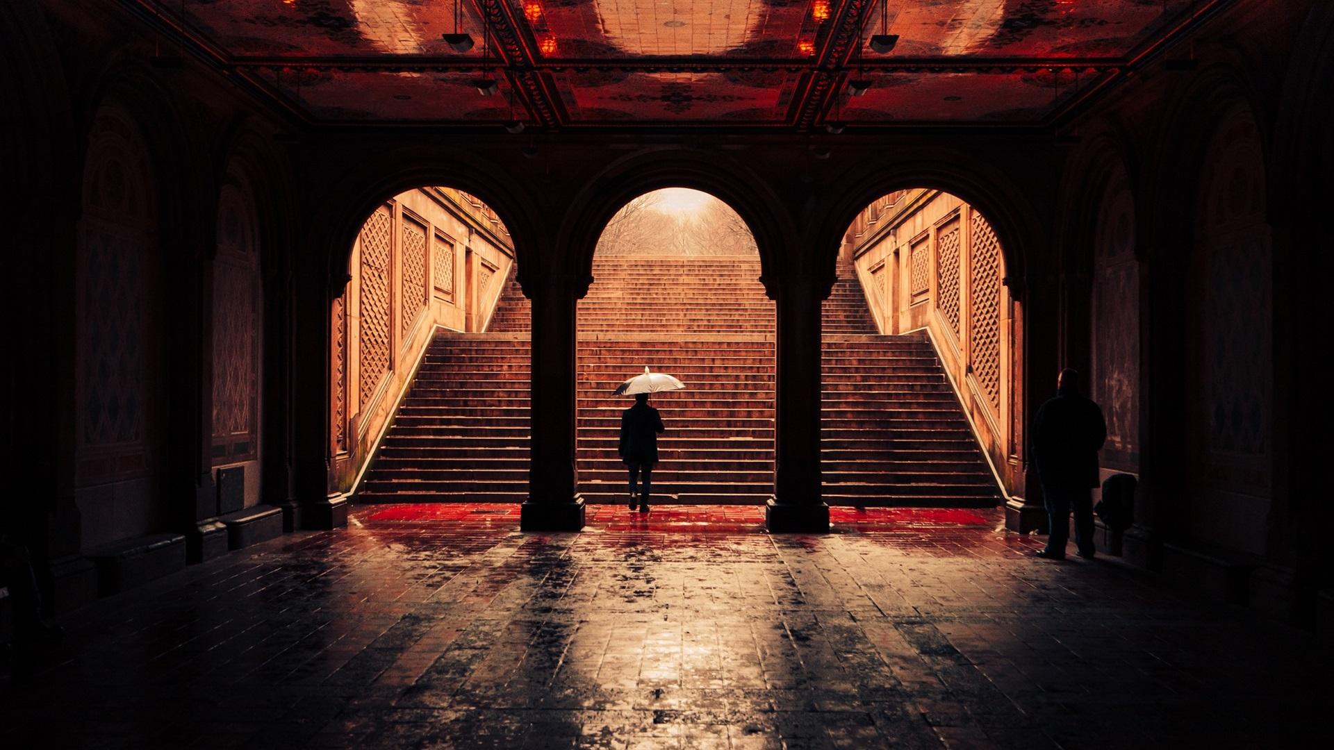 1920x1080 Wallpaper Bethesda Terrace Arcade, stairs, Central Park, New York, USA 1920x1200 HD Picture, Image
