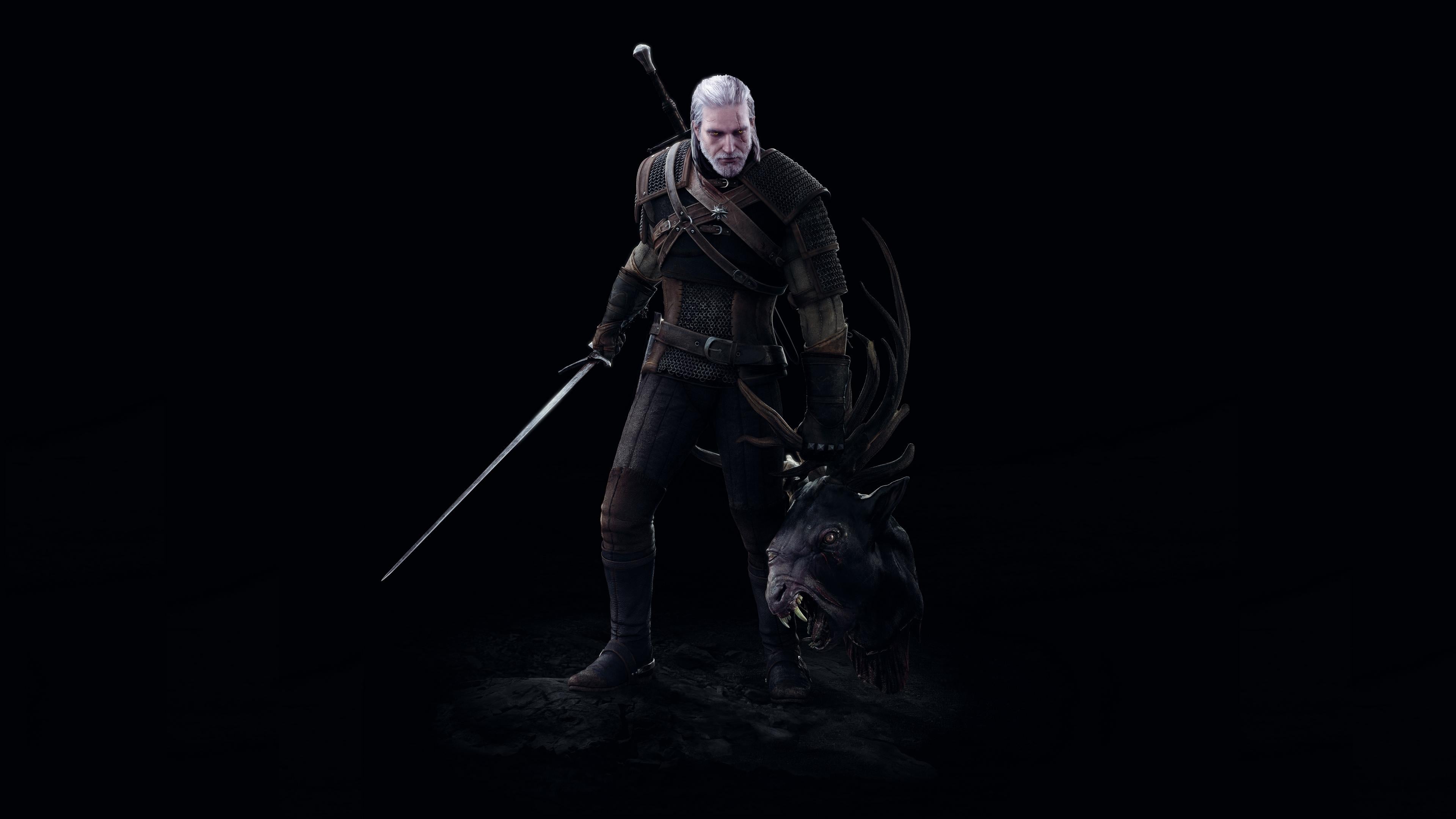 3840x2160 Wallpaper 4k the witcher 3 wild hunt, geralt, battle, head, art 4k 4k Wallpaper