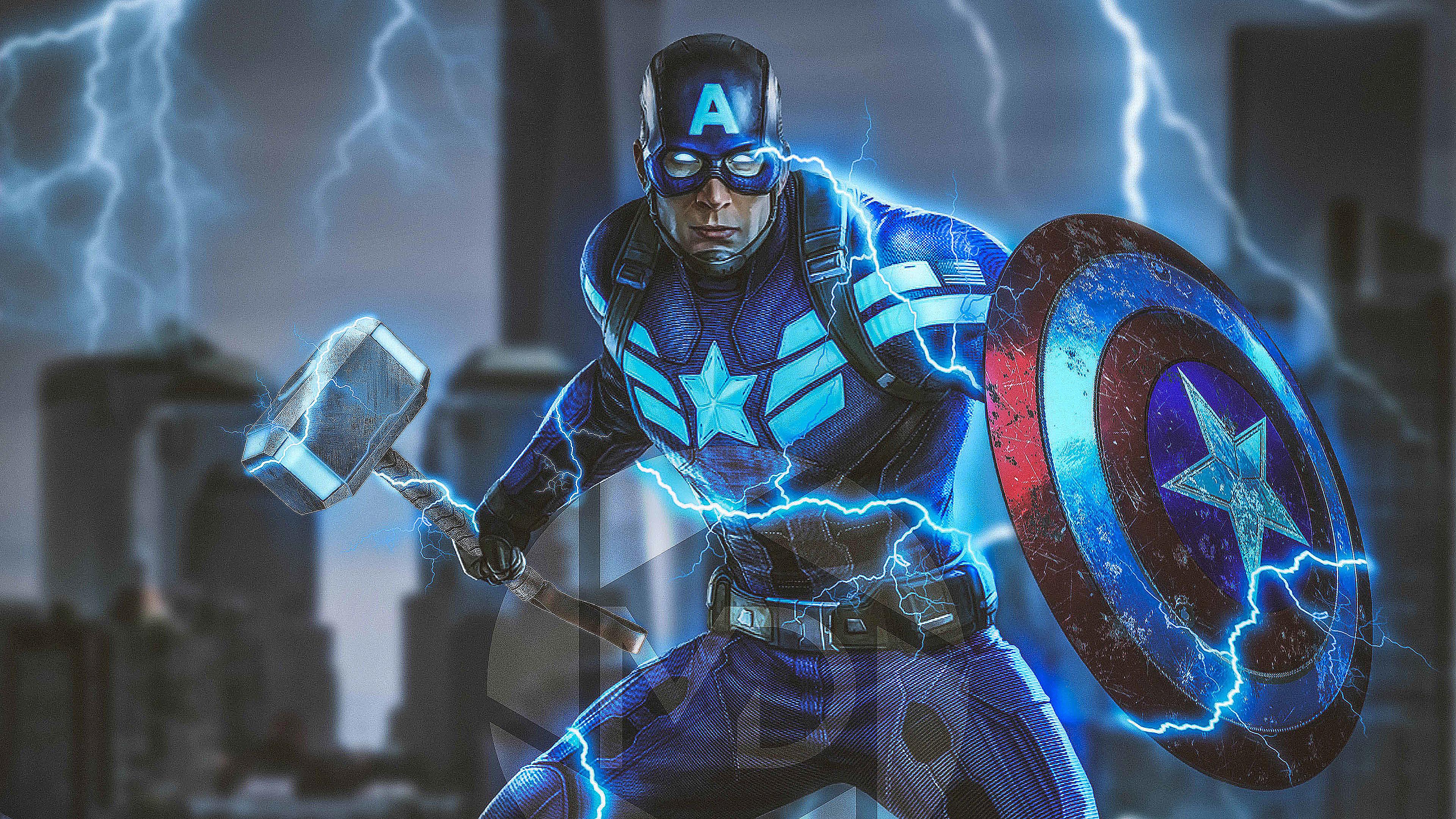 3840x2160 Captain America Mjolnir Avengers Endgame 4k HD Superheroes, 4k Wallpaper, Image, Background, Photo and Picture