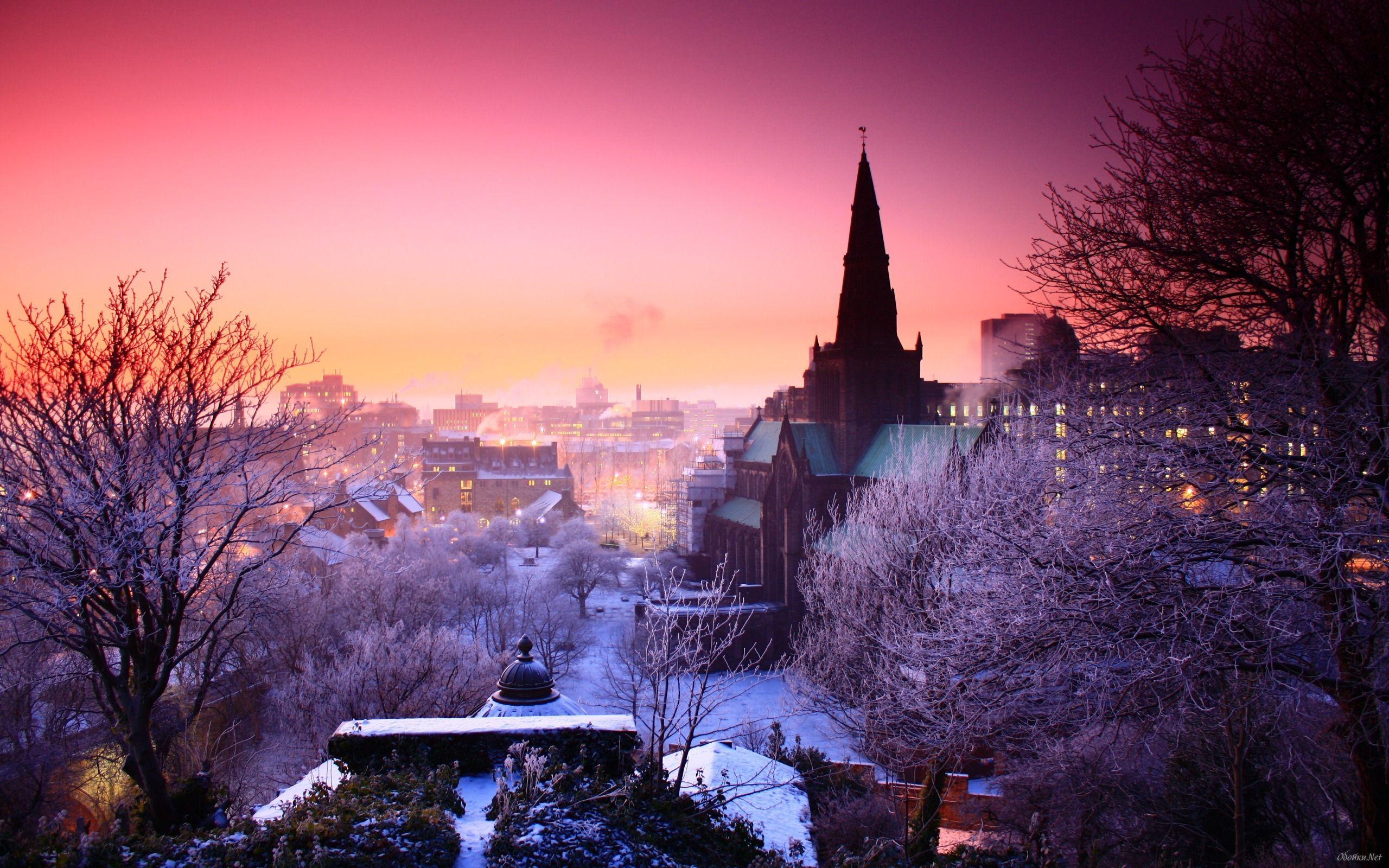 2560x1600 Evening city in winter HD Desktop Wallpaper. HD Desktop Wallpaper