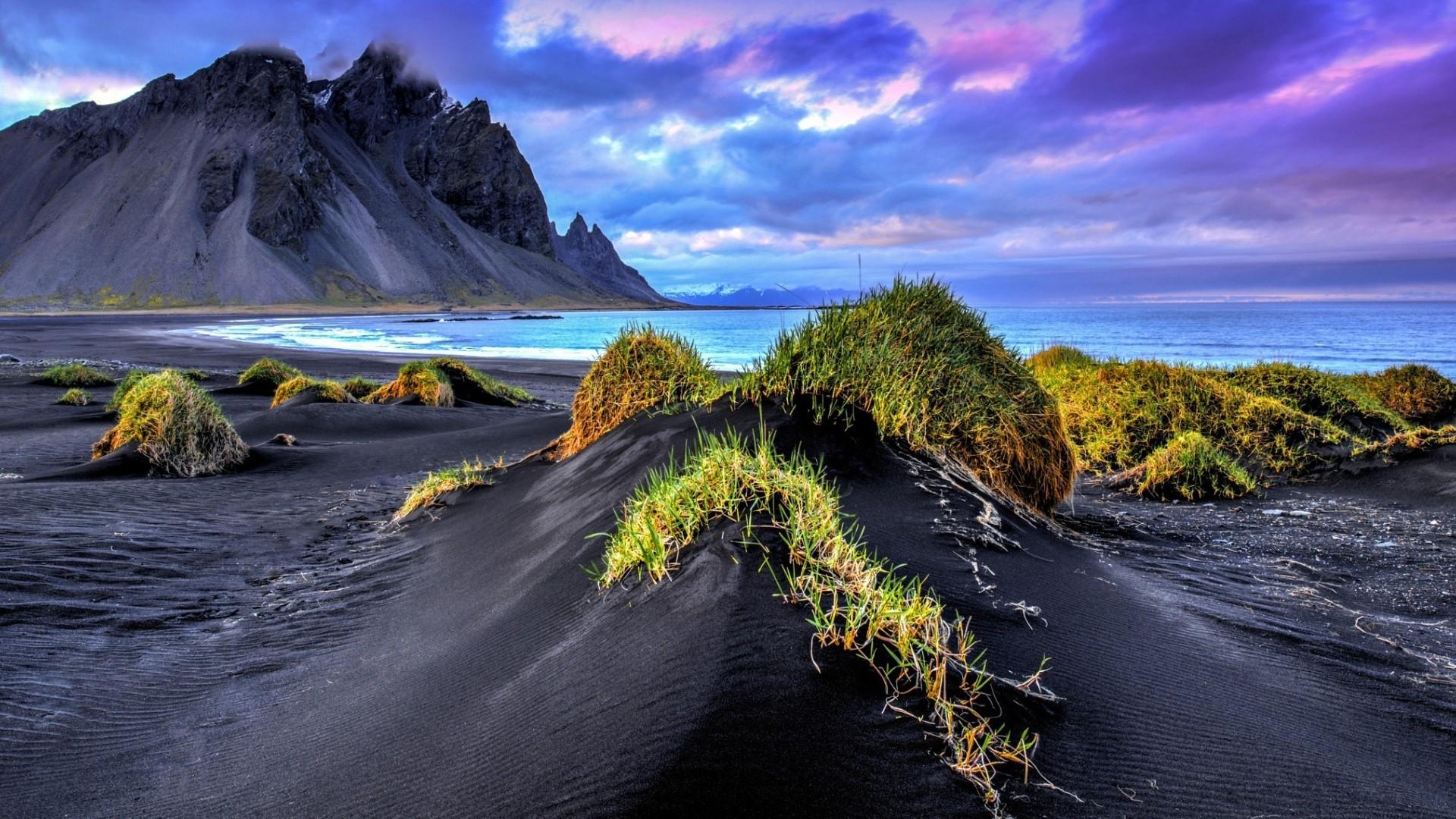 1920x1080 Full HD Black Sand Beach Iceland. Mocah HD Wallpaper