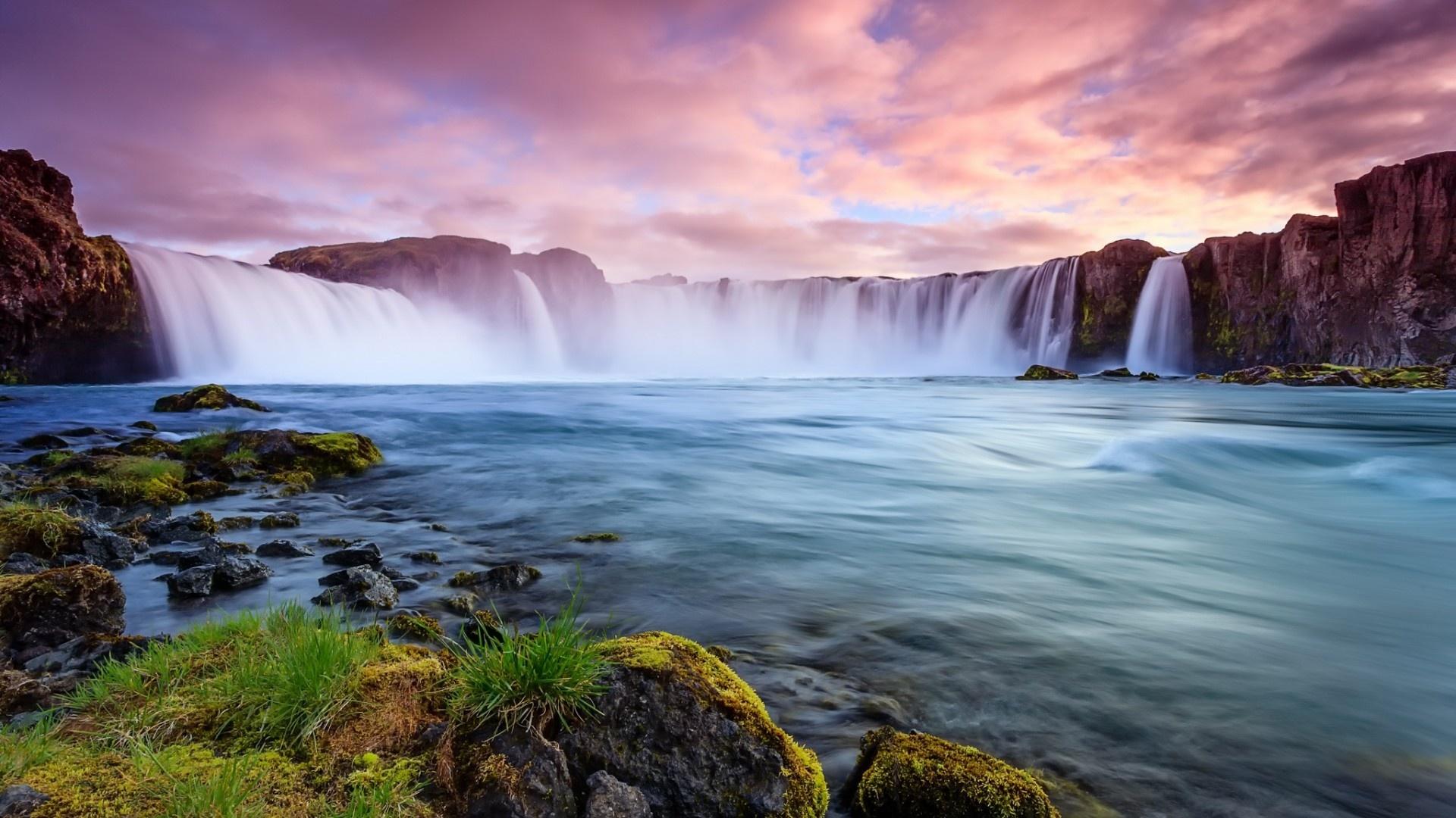 1920x1080 Iceland River Waterfall Rocks Wallpaper
