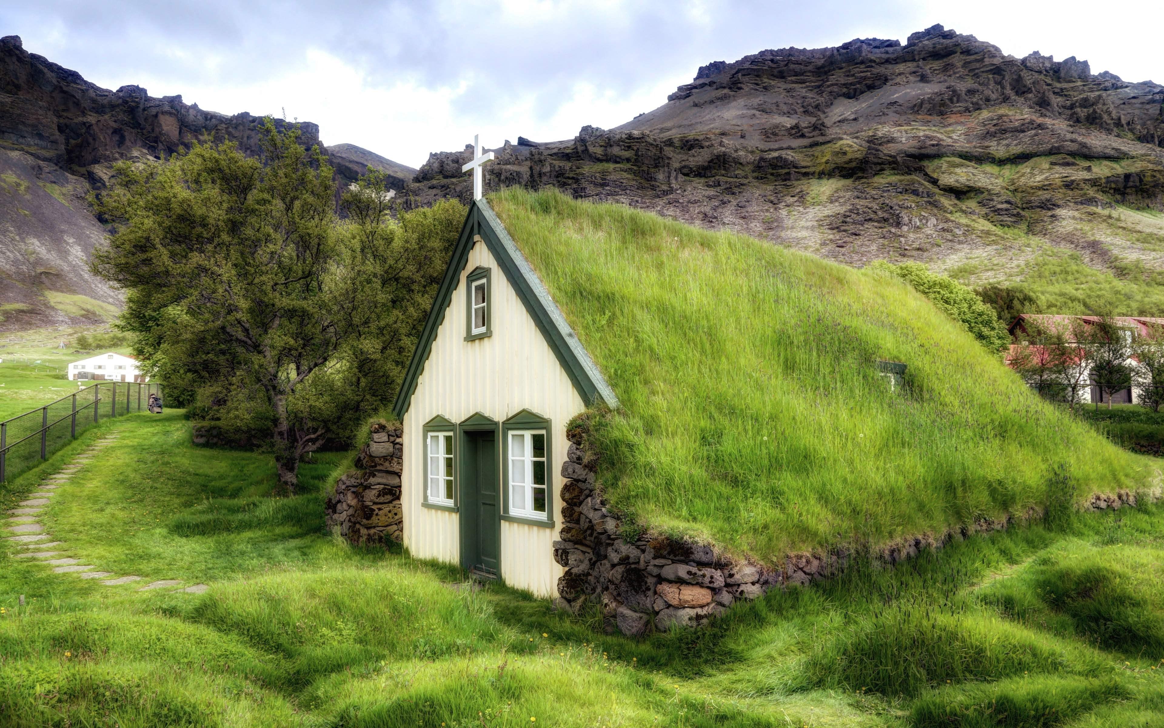 3840x2400 iceland church beautiful landscape 4k ultra HD wallpaper High quality walls