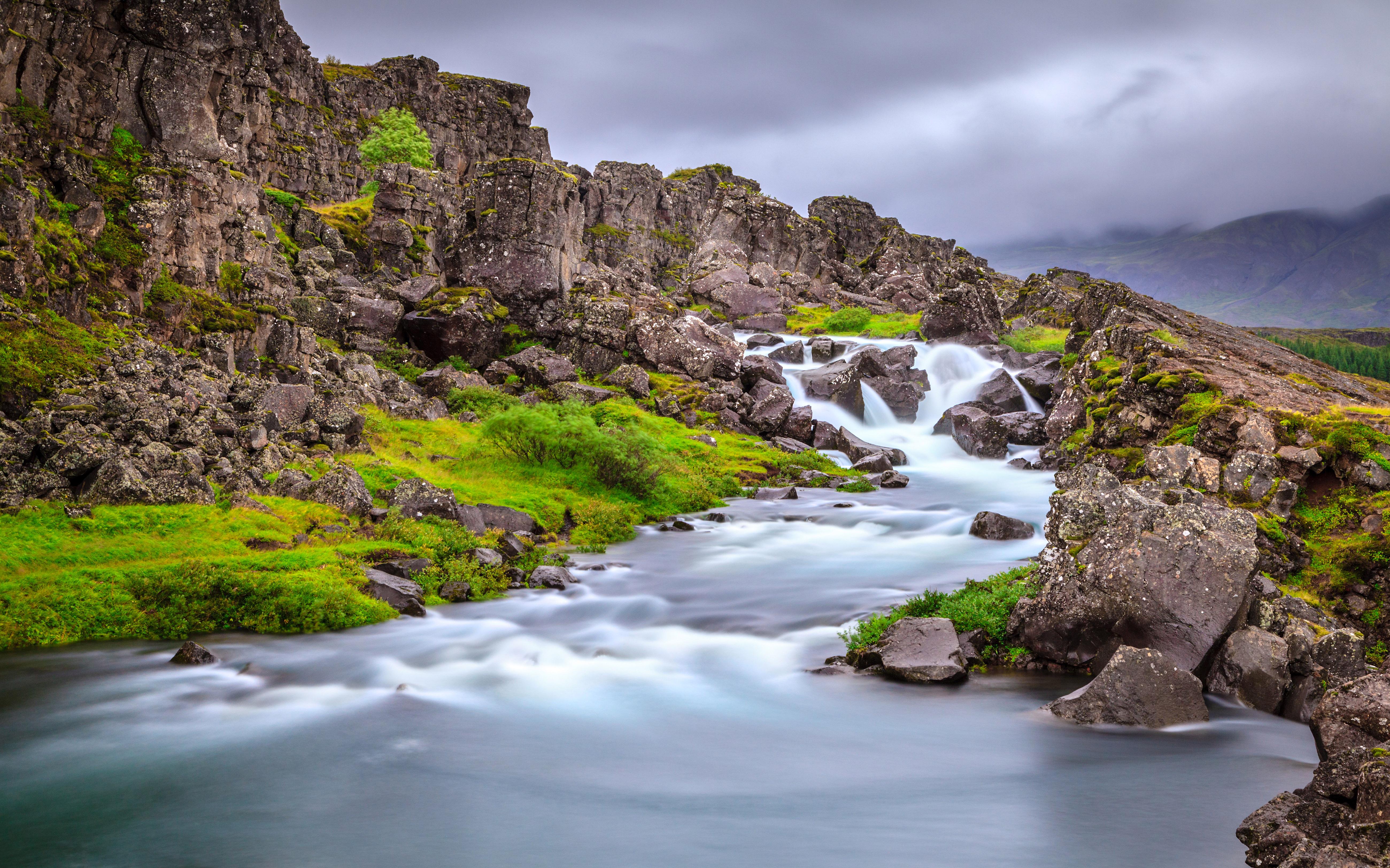 5200x3250 Beautiful Oxarafoss Waterfall In Iceland Europe Photo Landscape 4k Ultra HD Desktop Wallpaper For Computers Laptop Tablet And Mobile Phones 5200x3250 :