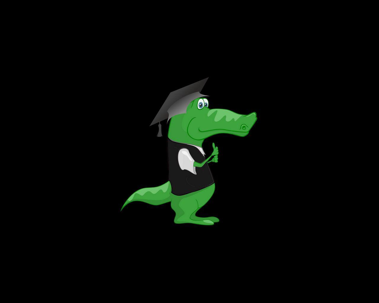 1280x1024 Download wallpaper 1280x1024 crocodile, hat, student, art, funny standard 5:4 HD background