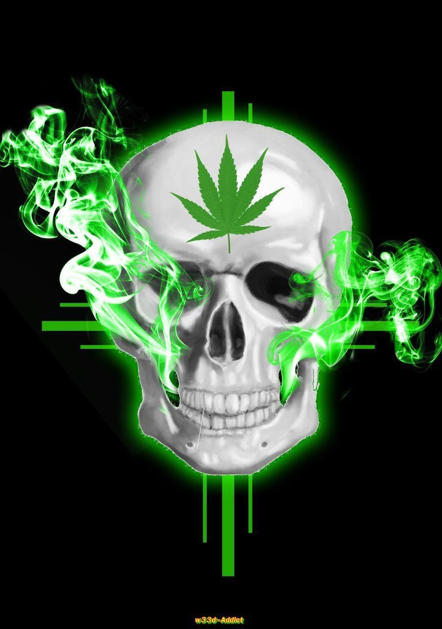 900x1280 Weed Skull Wallpaper