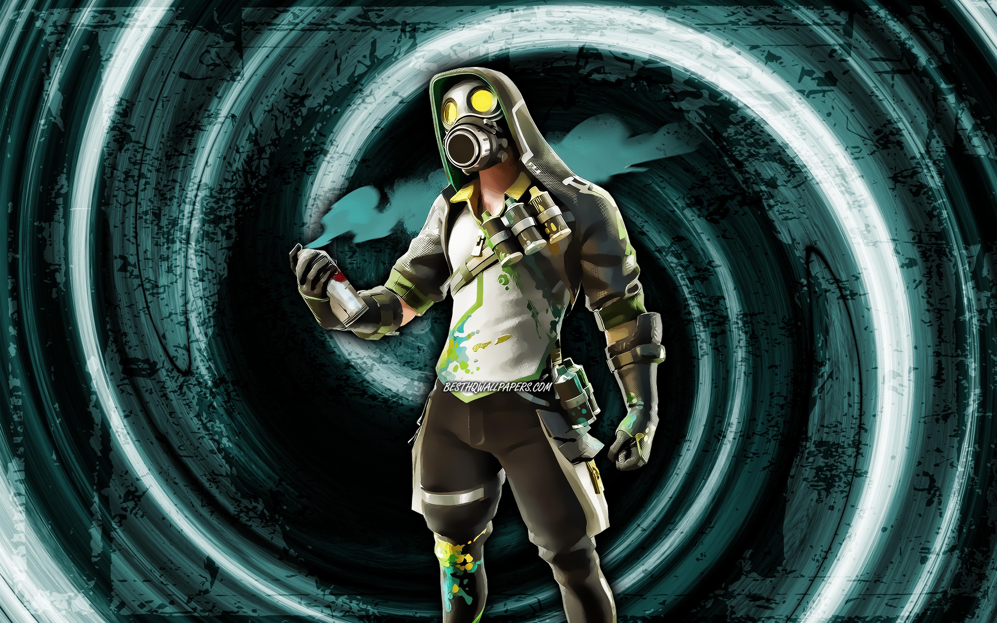 3840x2400 Download wallpaper 4k, Toxic Tagger, blue grunge background, Fortnite, vortex, Fortnite characters, Toxic Tagger Skin, Fortnite Battle Royale, Toxic Tagger Fortnite for desktop with resolution 3840x2400. High Quality HD picture wallpaper